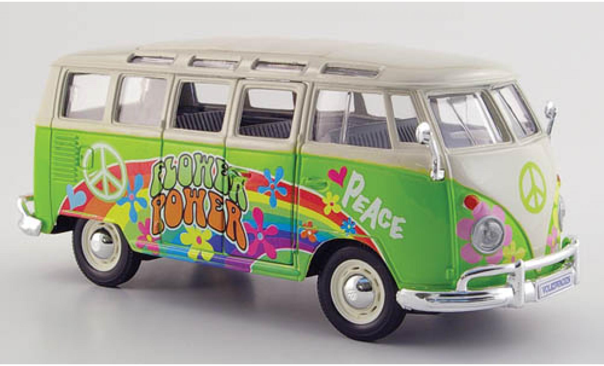Volkswagen T1 1/24 Maisto Samba bus la chaux/D&eacute;corer modelauto