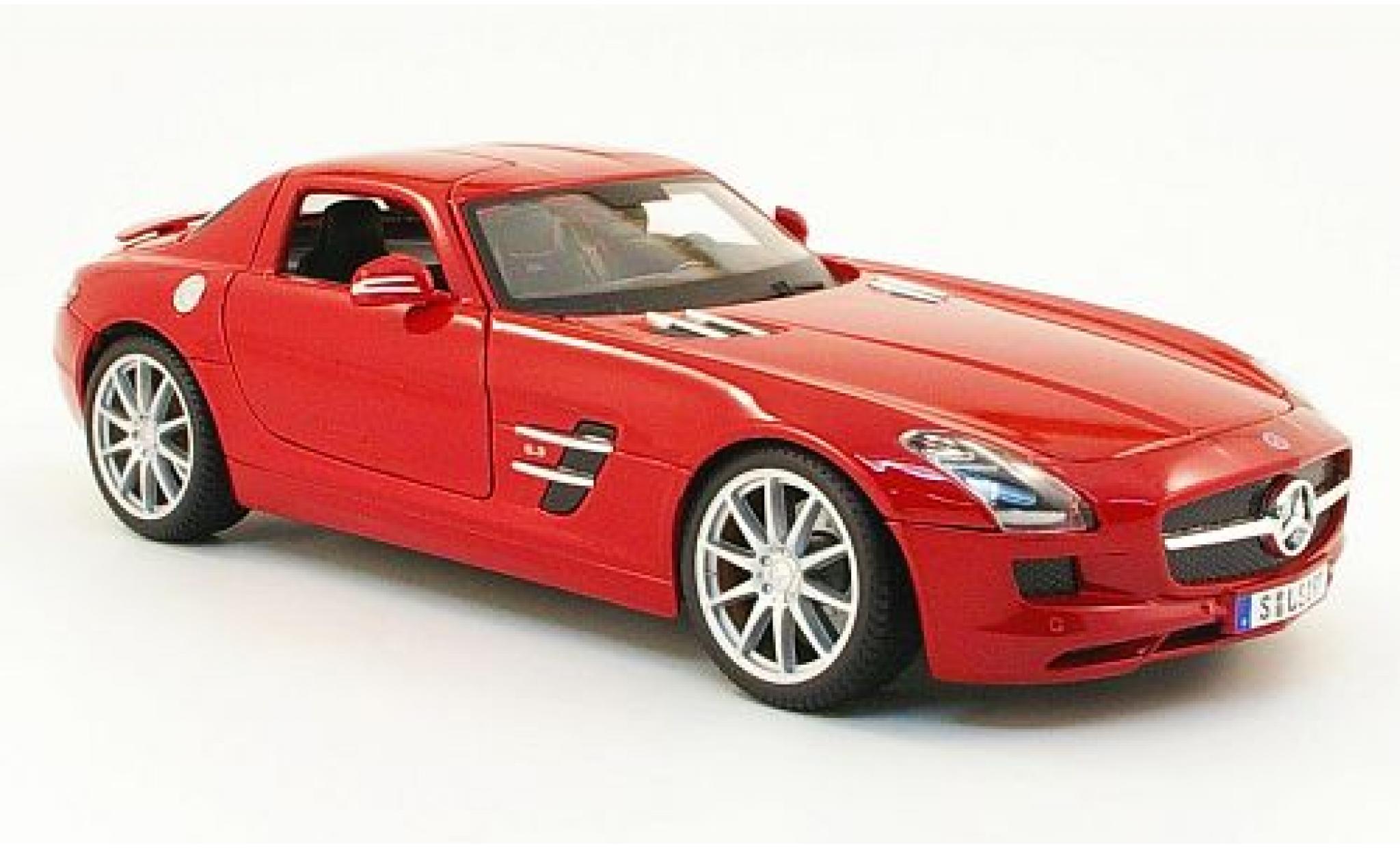 Mercedes SLS 1/18 Maisto AMG (C197) metallic rood 2010 modelauto