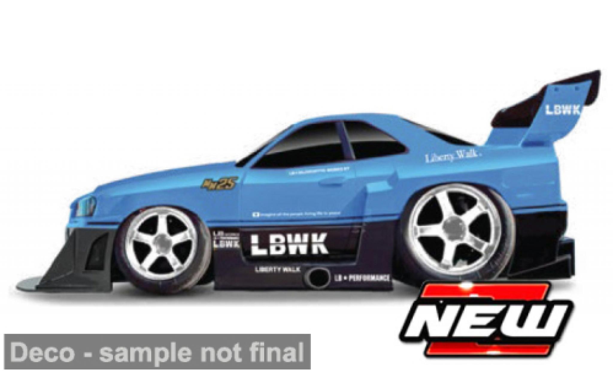 Nissan Skyline 1/64 Maisto GT-R (R34) Liberty Walk blauw/zwart 1999 1:64 modelauto