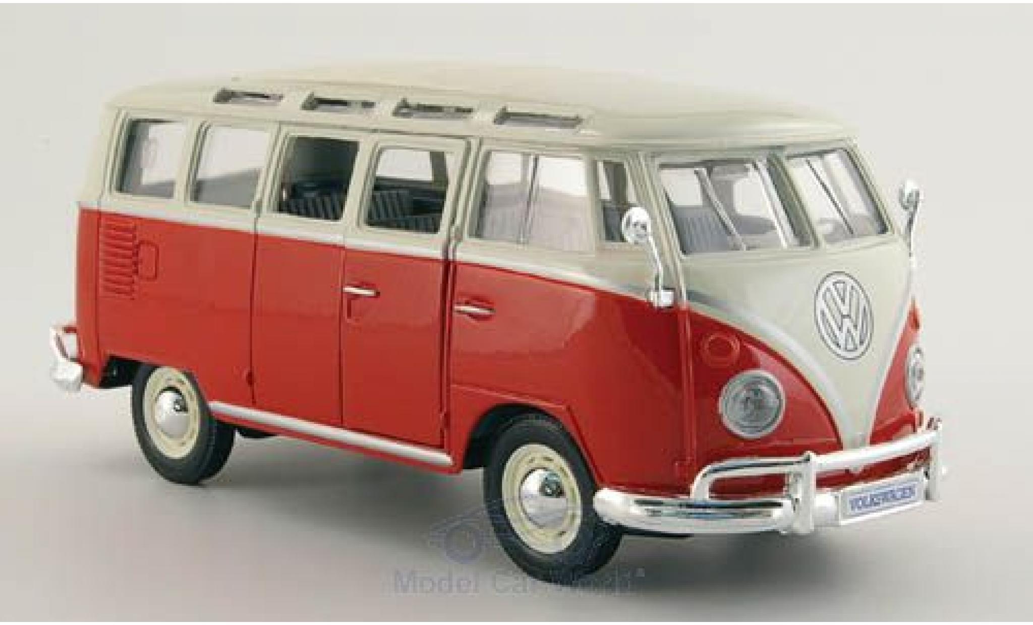 Volkswagen T1 1/24 Maisto Sambabus rood/wit Ma&szlig;stab 1:25 modelauto