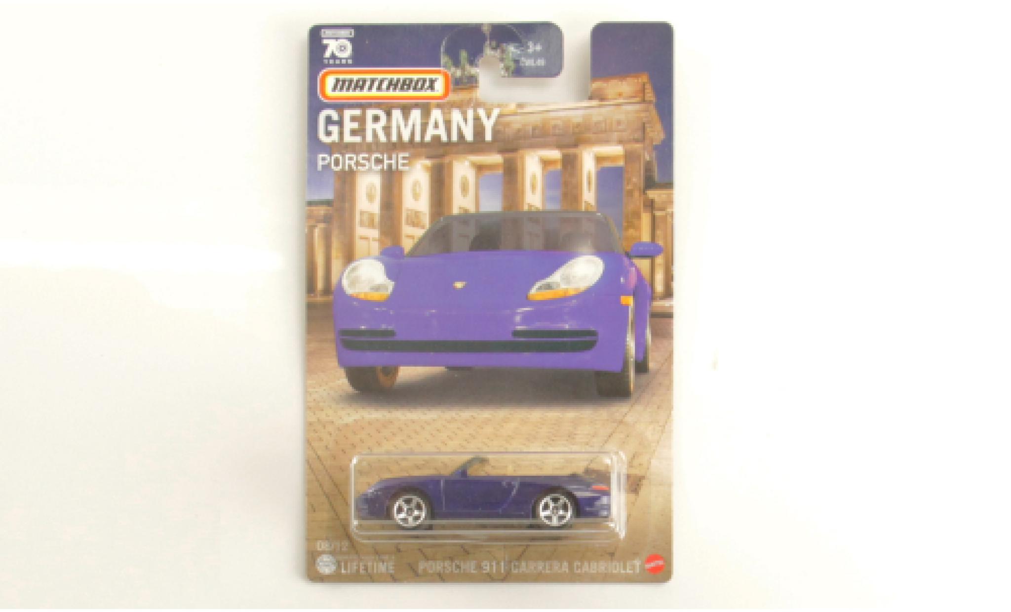 Porsche 996 1/64 Matchbox 911  Carrera cabriolet blauw fonc&eacute; modelauto