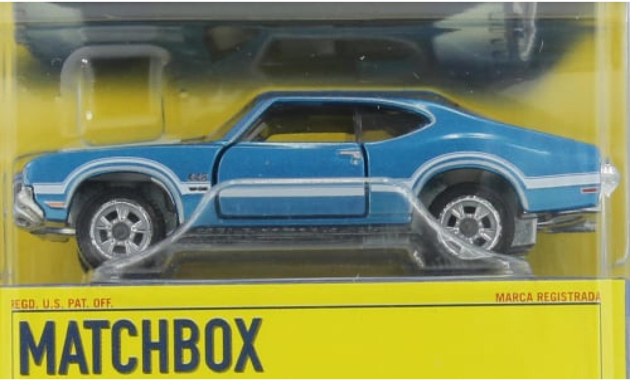 Oldsmobile 442 1/64 Matchbox metallic blauw 1970 1:64 modelauto