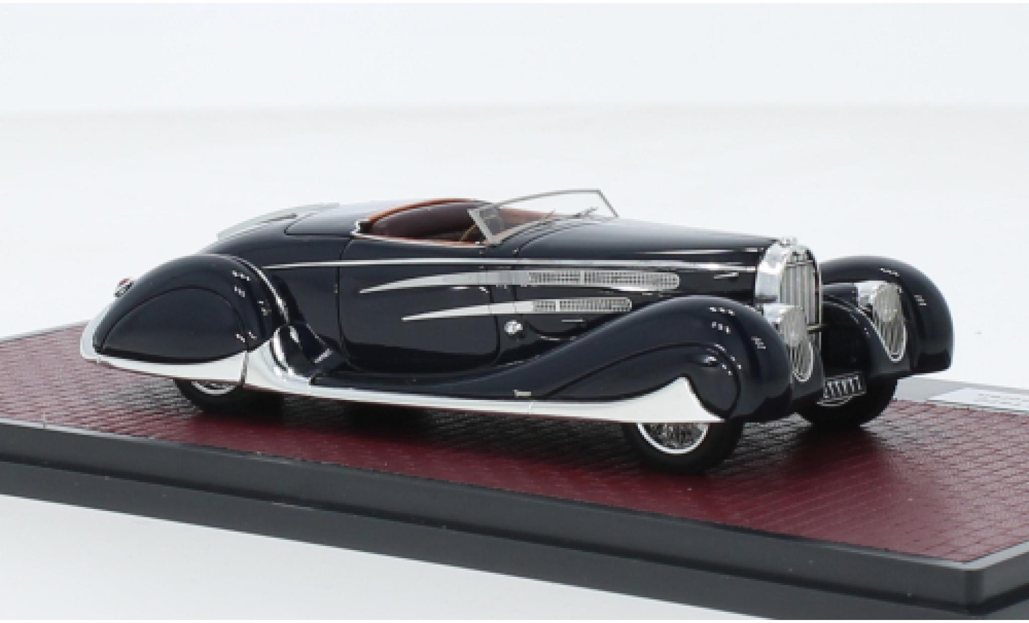 Bugatti 57 1/43 Matrix TC VanVooren cabriolets blauw fonc&eacute; RHD 1939 modelauto