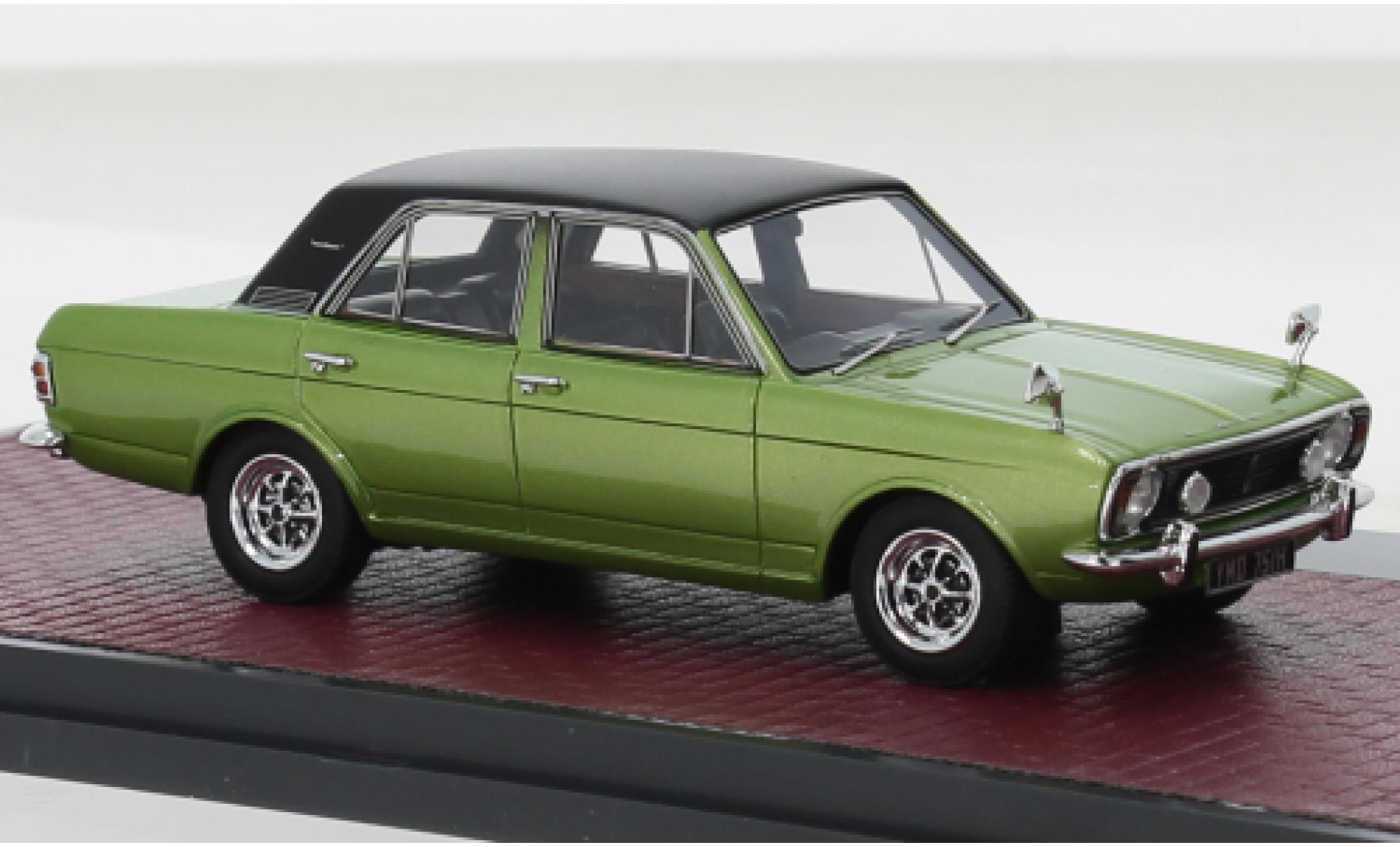 Ford Cortina 1/43 Matrix MK II 1600E metallic la chaux/zwart RHD 1968 modelauto