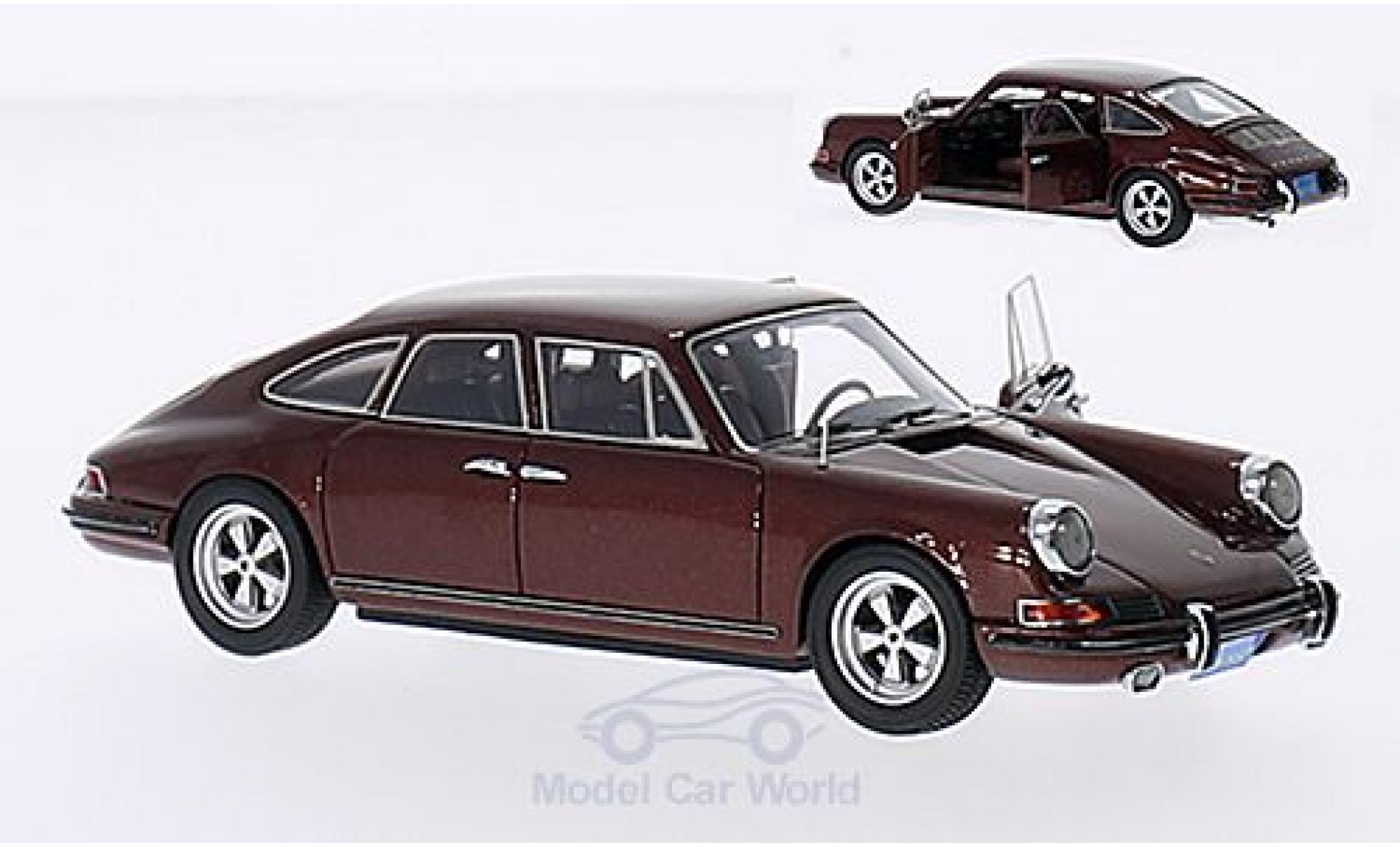 Porsche 911 1/43 Matrix Trautman & Barnes metallic bruin 1972 mit 2 ge&ouml;ffneten T&uuml;ren modelauto
