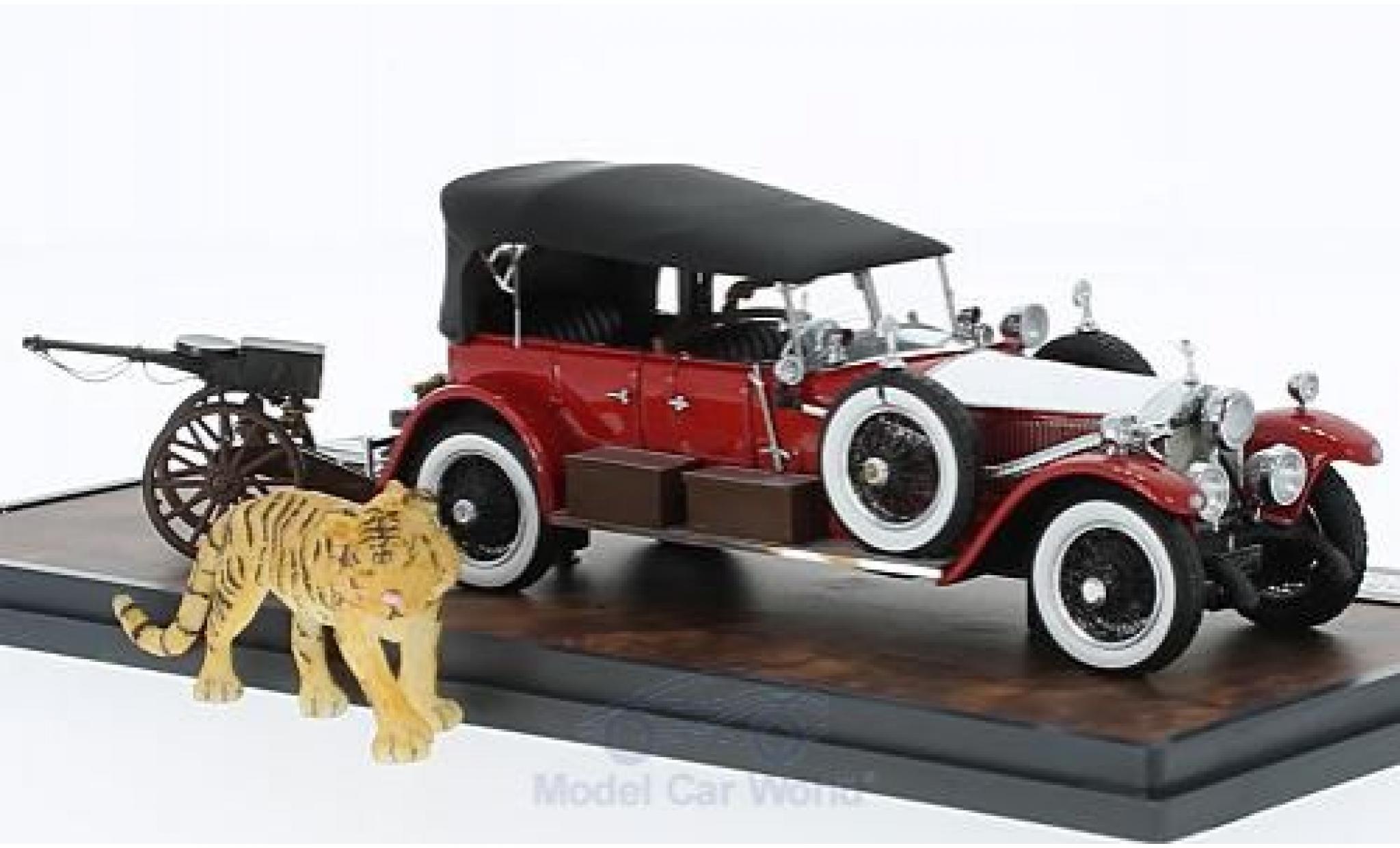 Rolls Royce Phantom 1/43 Matrix Barker Torpedo Tourer rood/grijs 1925 HRH Maharaja of Kota #23RC mit Tiger modelauto