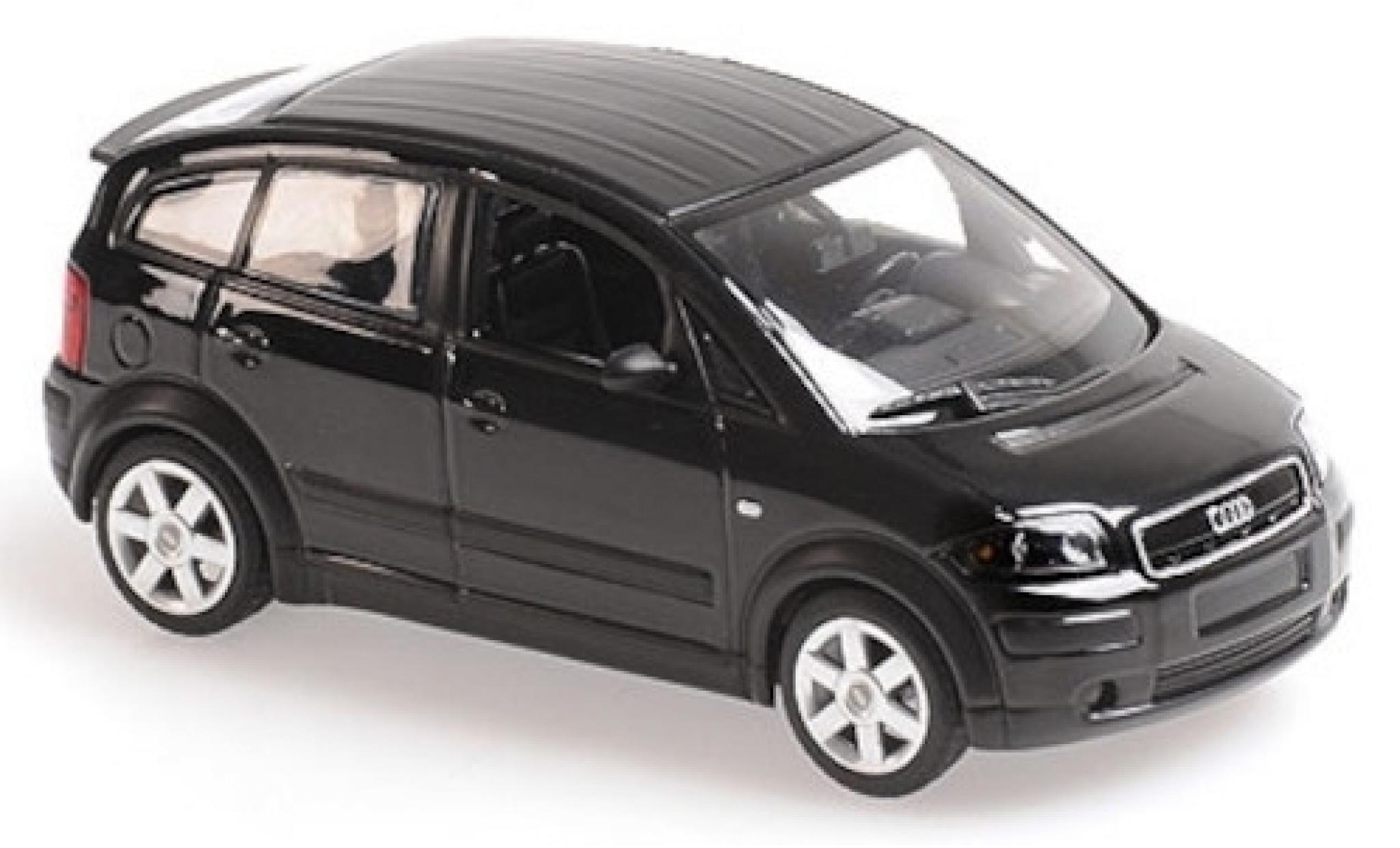 Audi A2 1/43 Maxichamps metallic zwart/matt-zwart 2000 modelauto