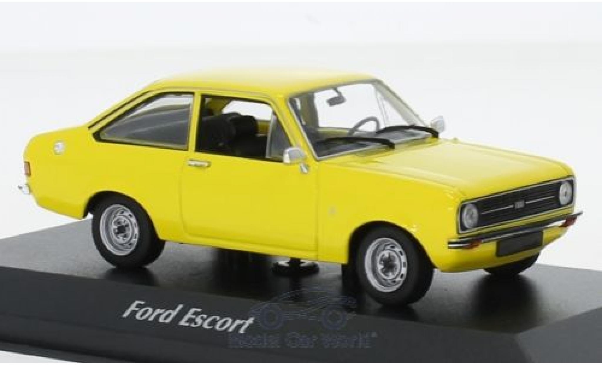 Ford Escort 1/43 Maxichamps 1.3 geel 1975 modelauto