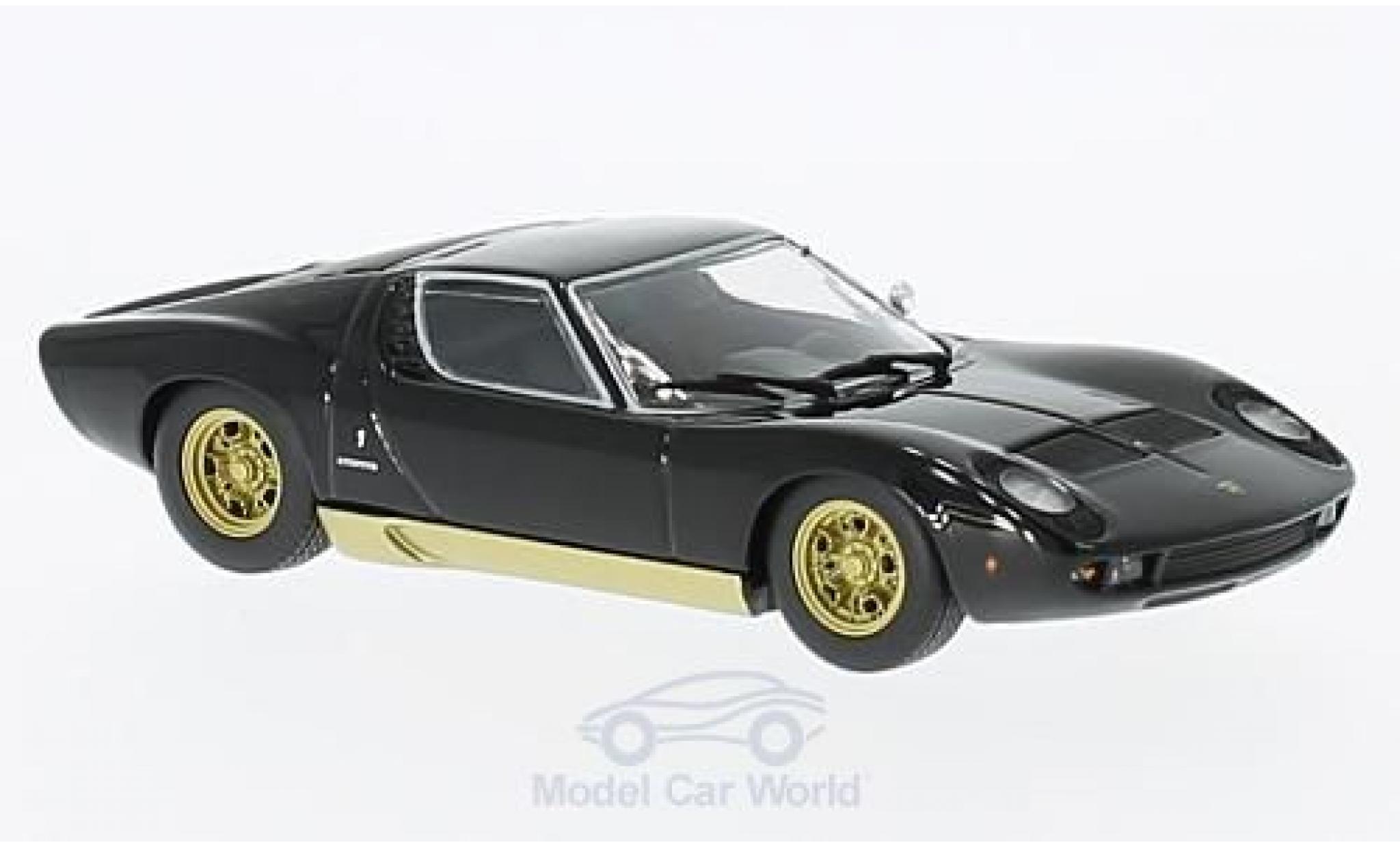 Lamborghini Miura 1/43 Maxichamps zwart/gold 1966 modelauto
