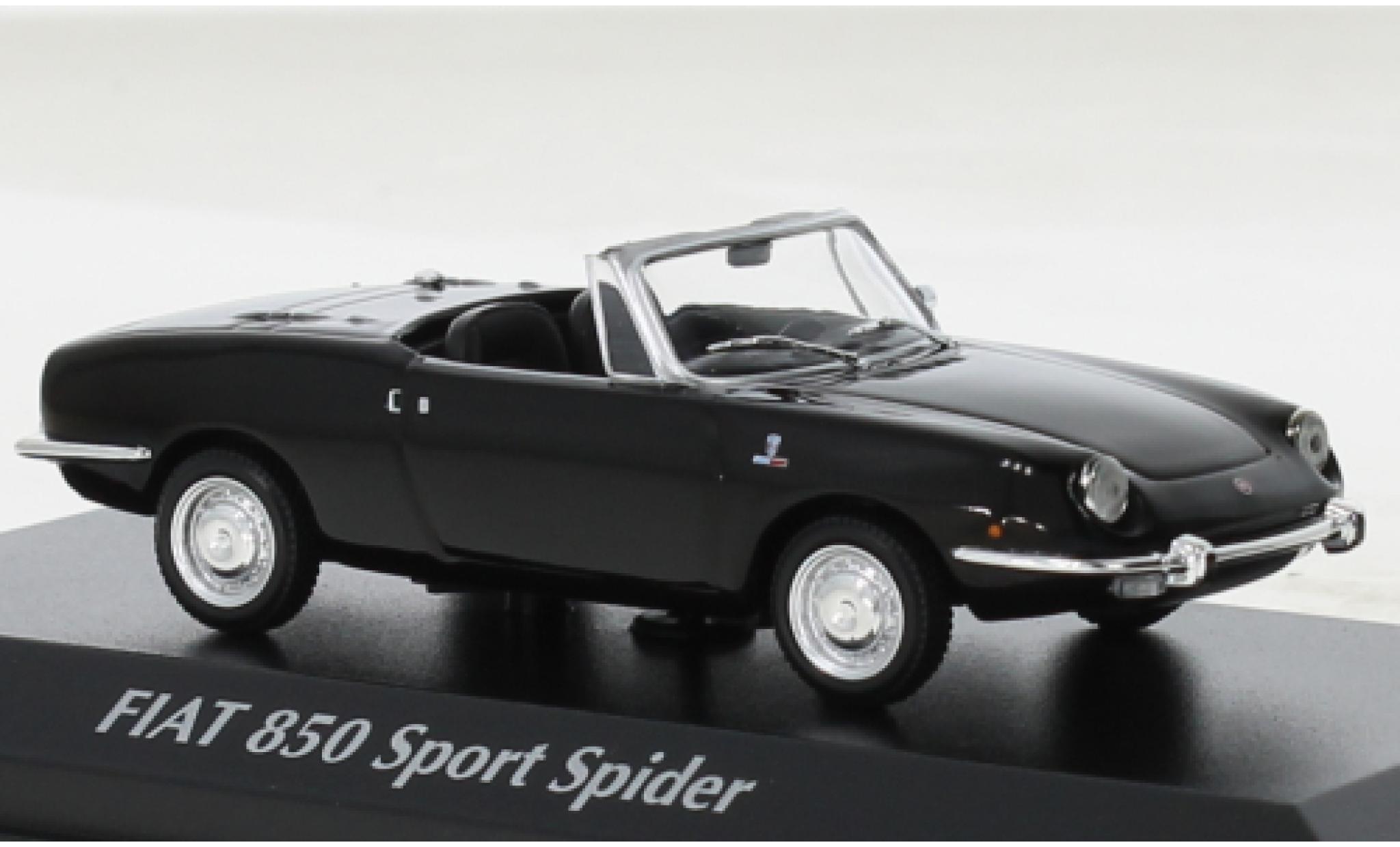 Fiat 850 1/43 Maxichamps Sport Spider metallic zwart 1968 modelauto