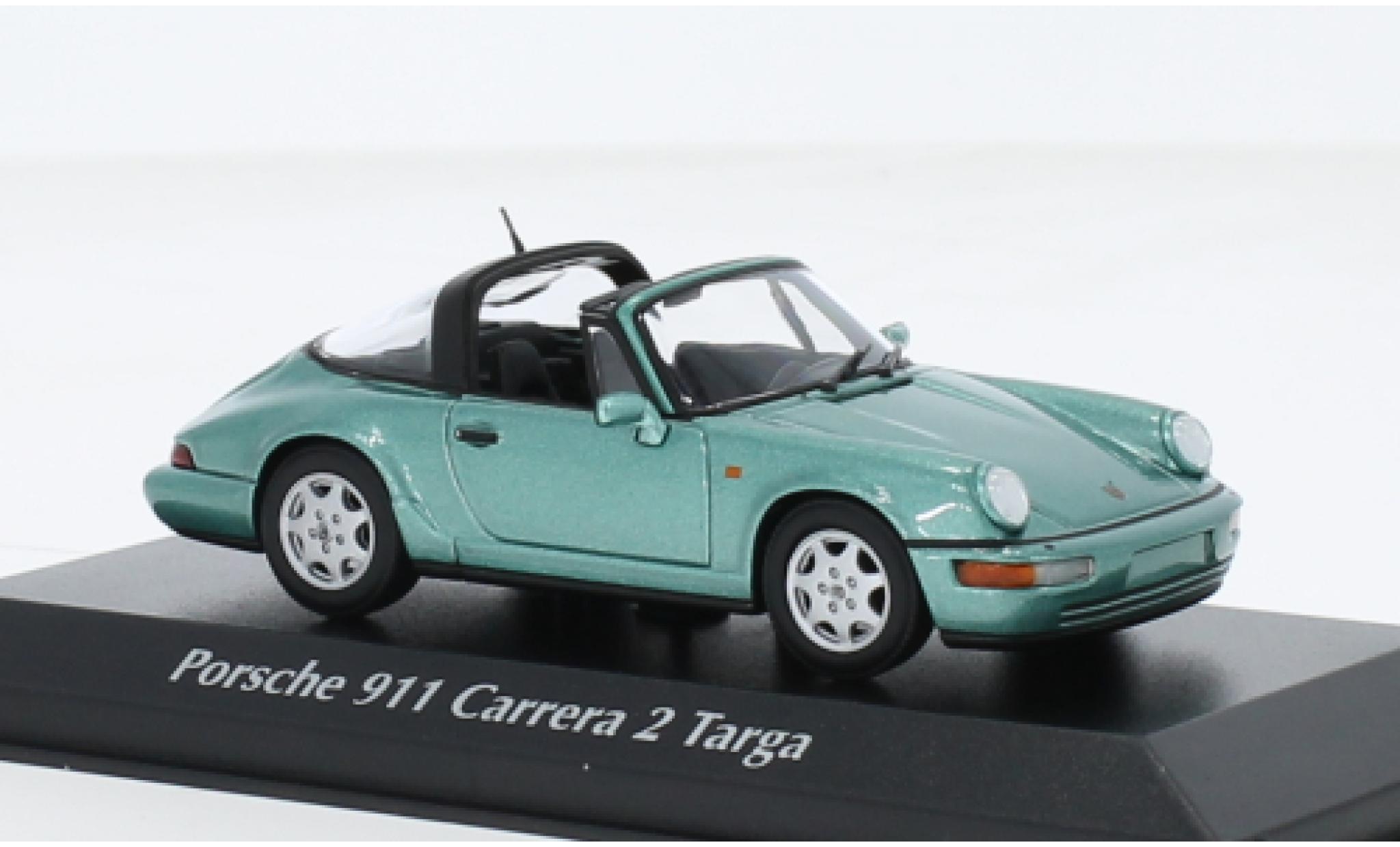 Porsche 964 1/43 Maxichamps 911  Carrera 2 Targa metallic groen 1991 modelauto