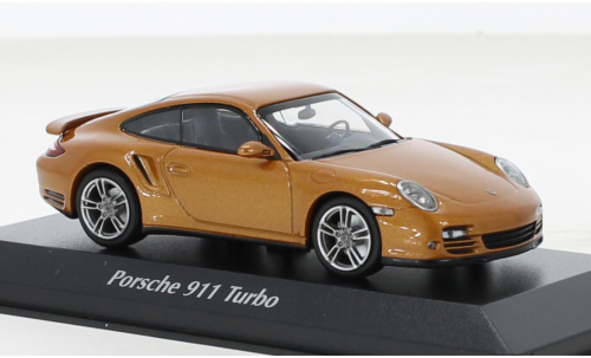 Porsche 997 Turbo 1/43 Maxichamps 911  metallic beige 2009 modelauto