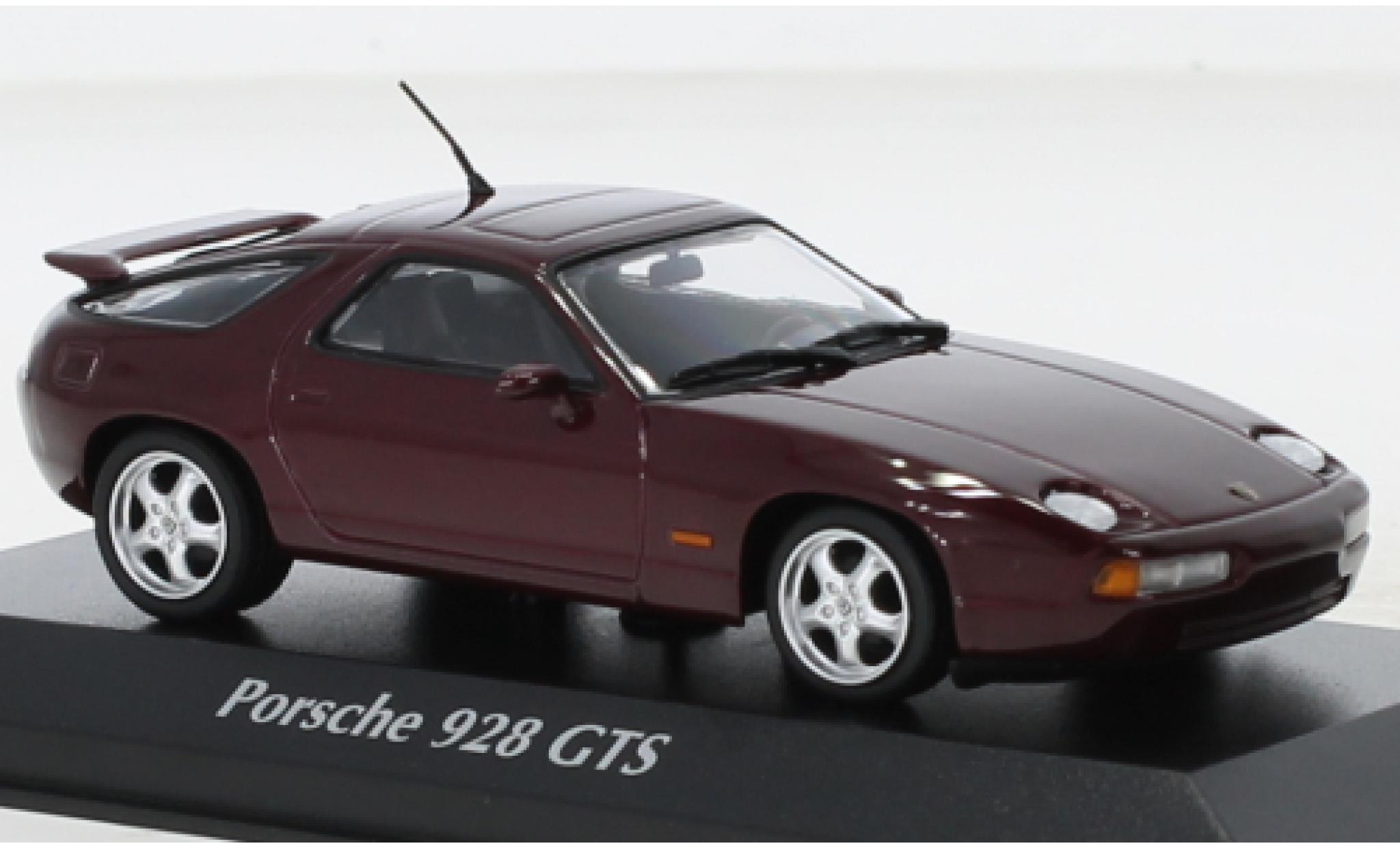 Porsche 928 1/43 Maxichamps GTS metallic rood 1991 modelauto