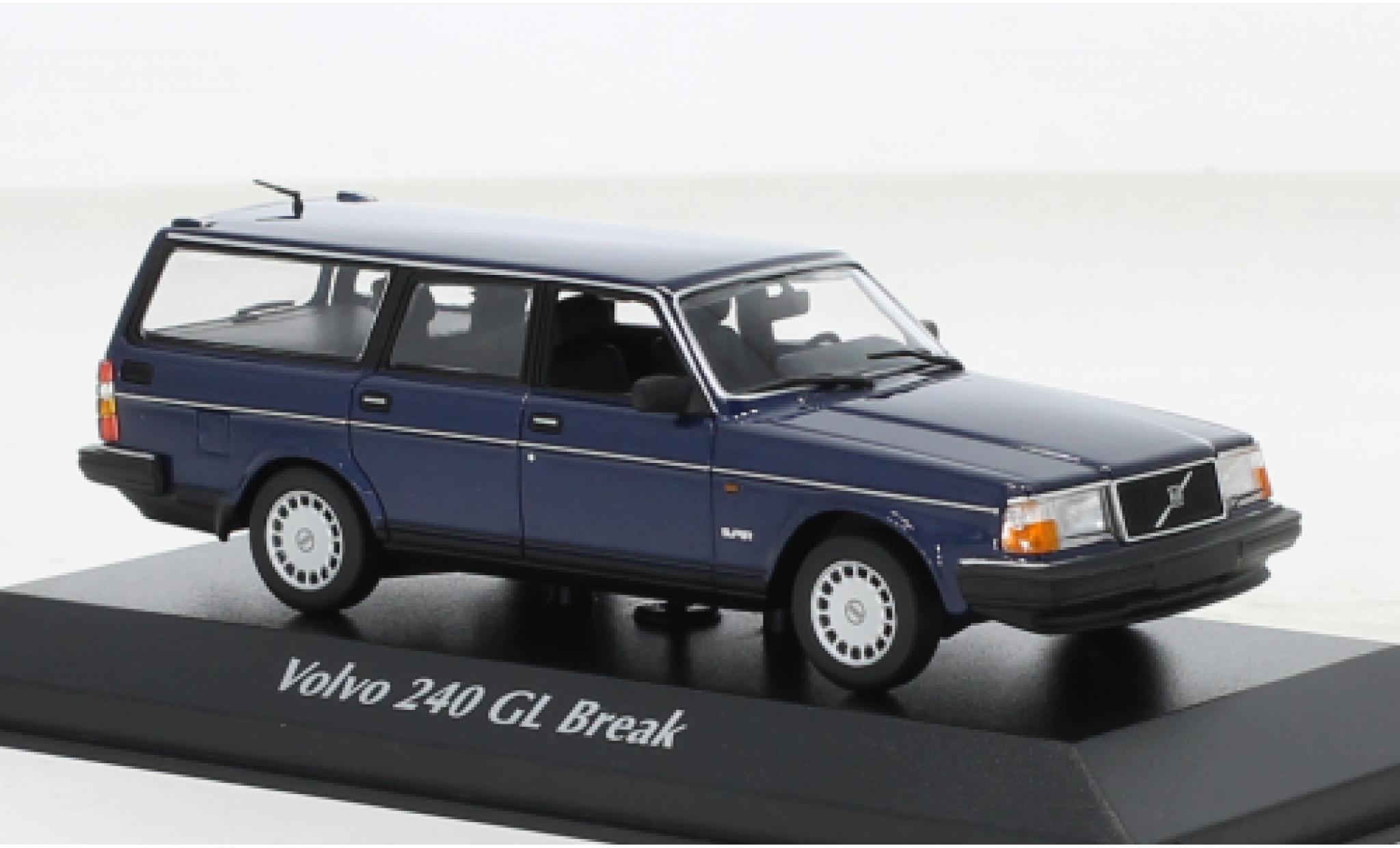 Volvo 240 1/43 Maxichamps GL Stationwagen metallic blauw 1986 modelauto