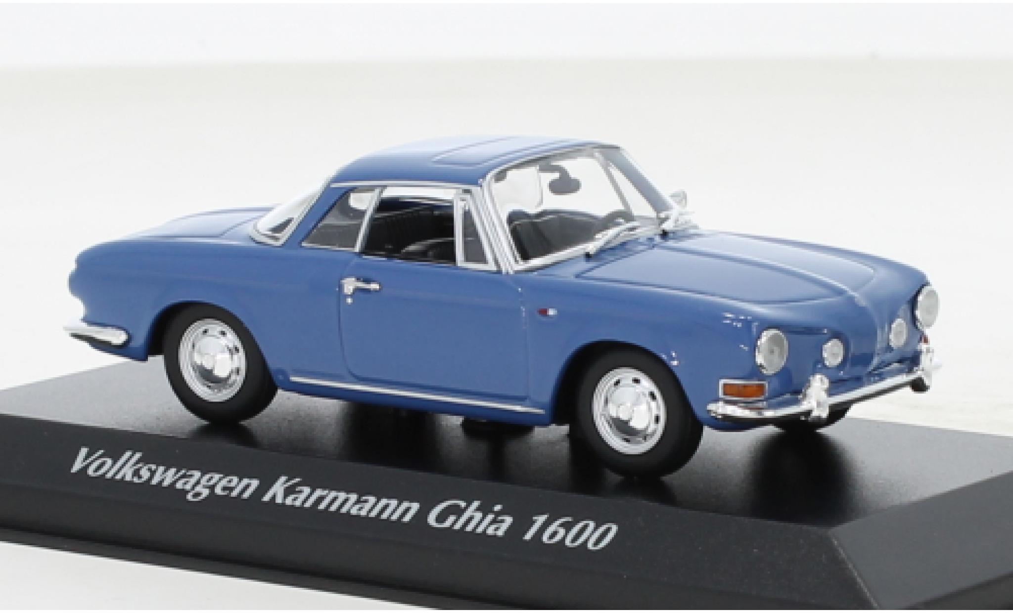 Volkswagen Karmann 1/43 Maxichamps Ghia 1600 blauw 1966 modelauto