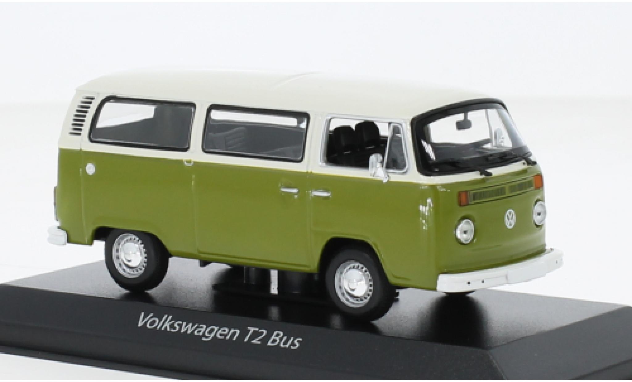 Volkswagen T2 1/43 Maxichamps bus wit/groen 1972 modelauto