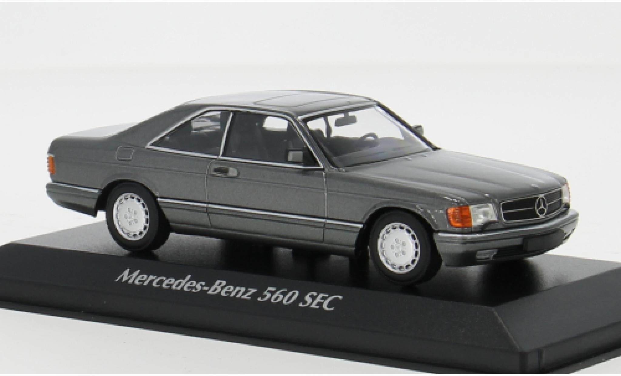 Mercedes 560 1/43 Maxichamps SEC (C126) metallic grijs 1986 1:43 modelauto