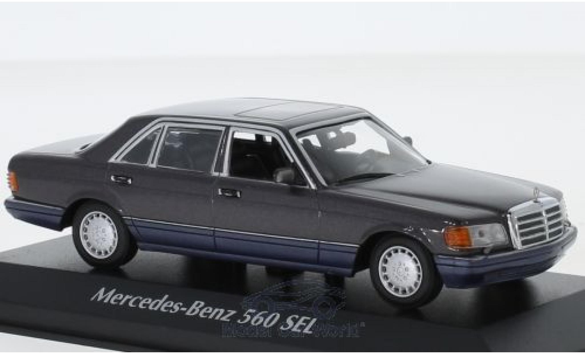 Mercedes 560 1/43 Maxichamps SEL (V126) metallic paarsee 1990 modelauto