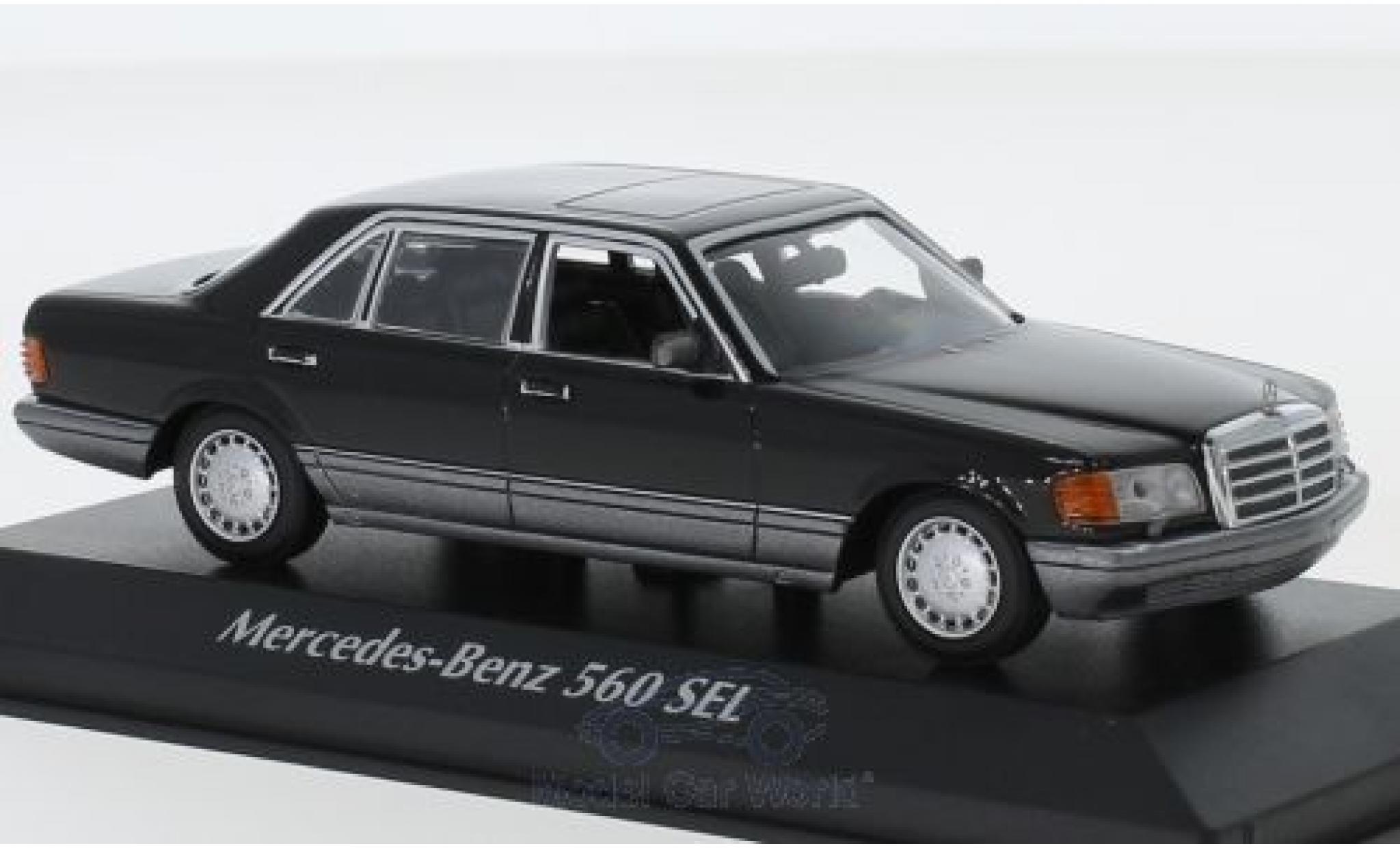 Mercedes 560 1/43 Maxichamps SEL (V126) zwart 1990 modelauto