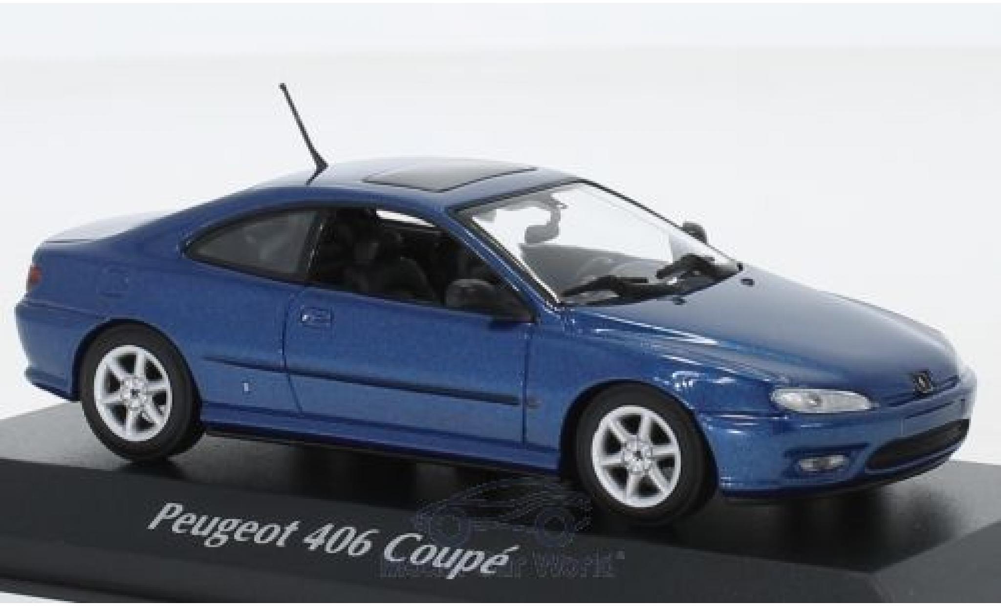 Peugeot 406 1/43 Maxichamps Coupe metallic blauw 1997 modelauto