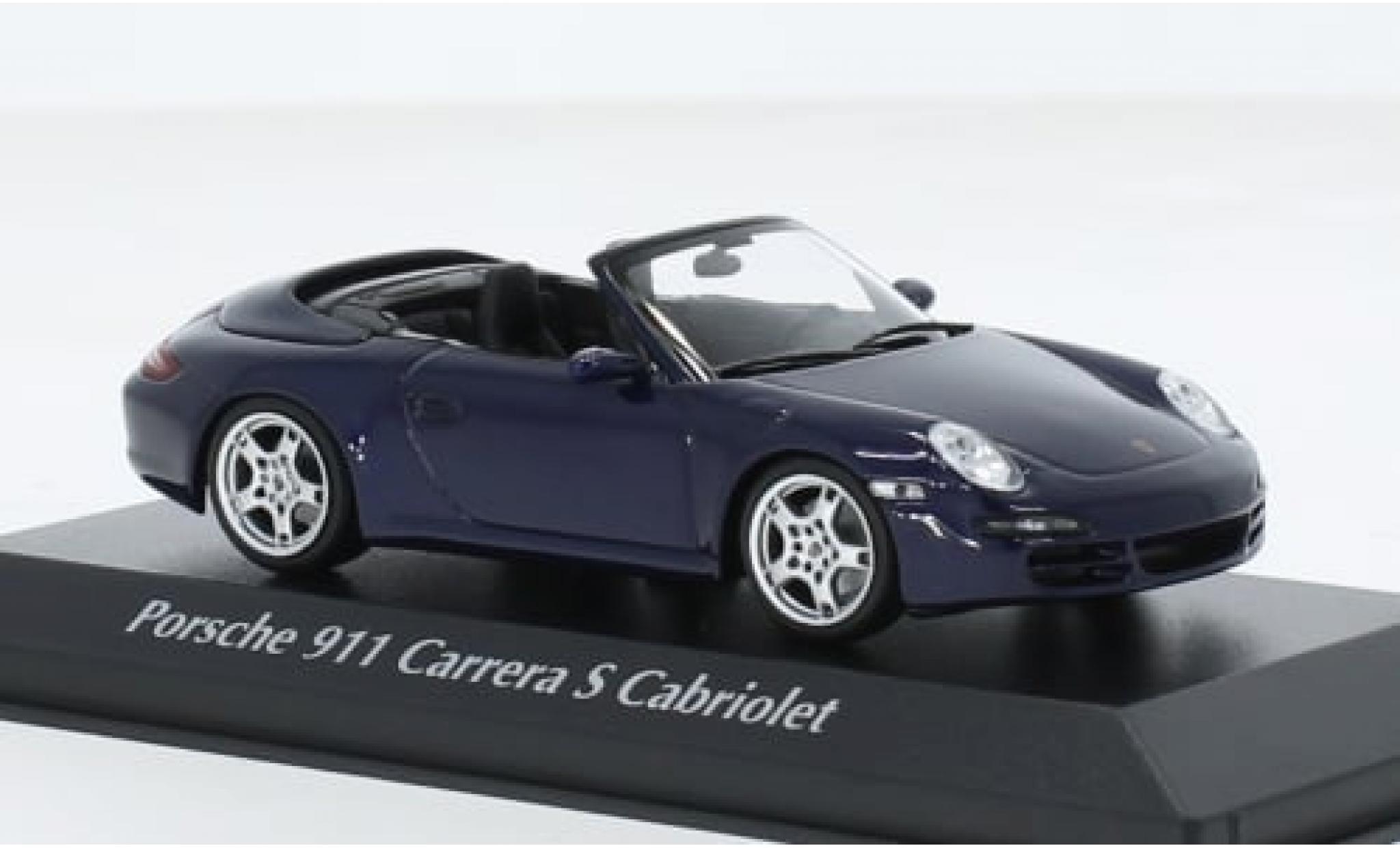 Porsche 997 S 1/43 Maxichamps 911  Carrera Cabriolet metallic blauw 2005 1:43 modelauto