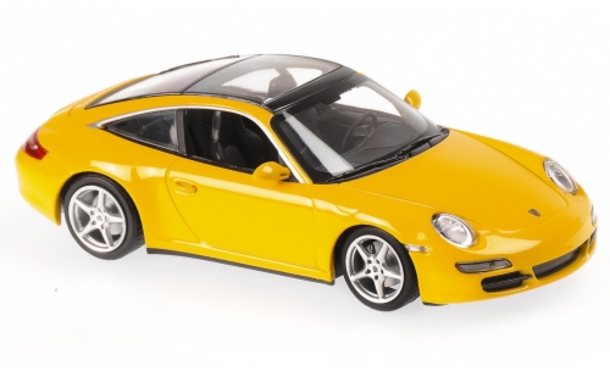 Porsche 997 Targa 1/43 Maxichamps 911 () Targa geel 2006 modelauto