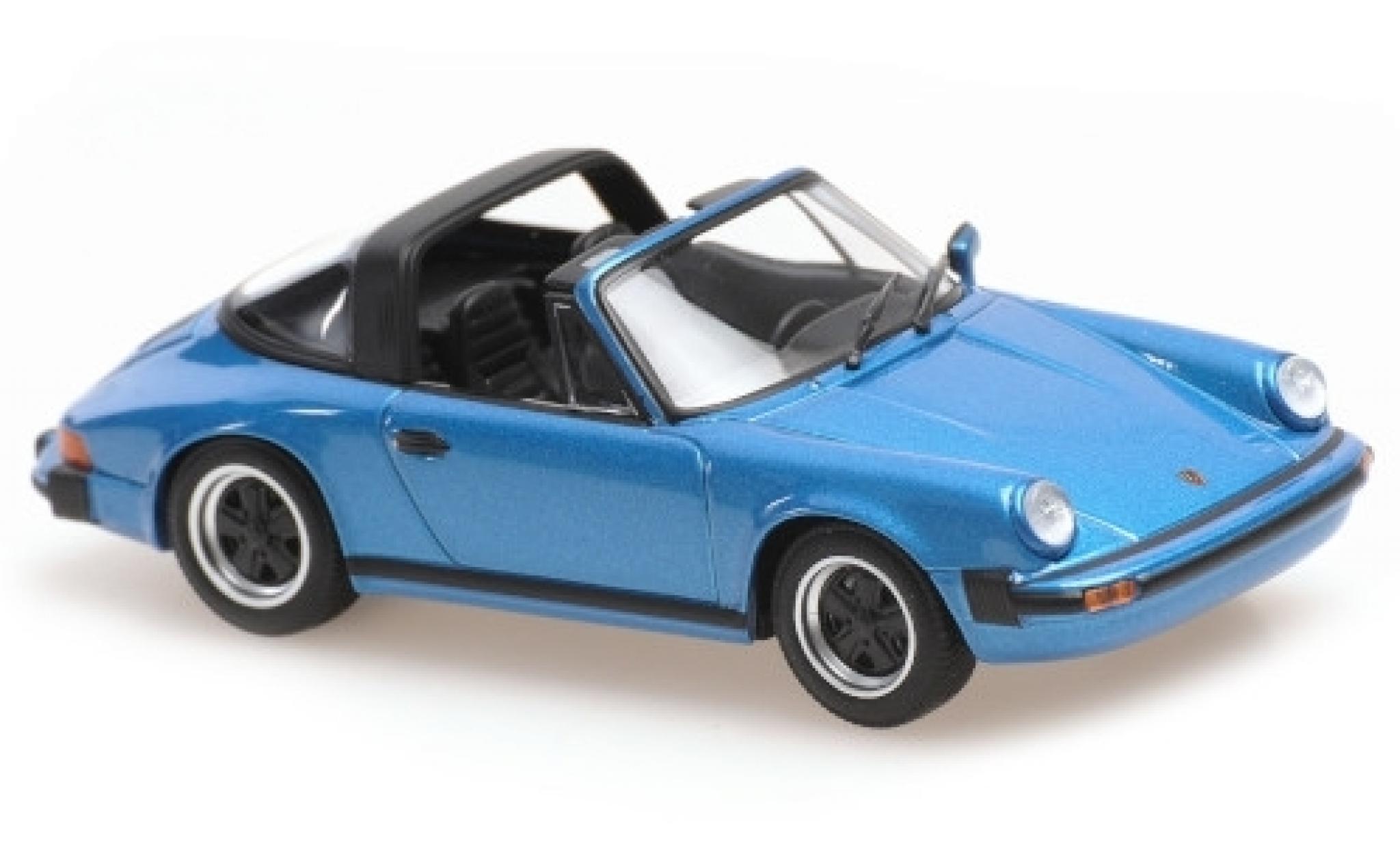 Porsche 930 Targa 1/43 Maxichamps 911 Targa metallic blauw 1977 modelauto