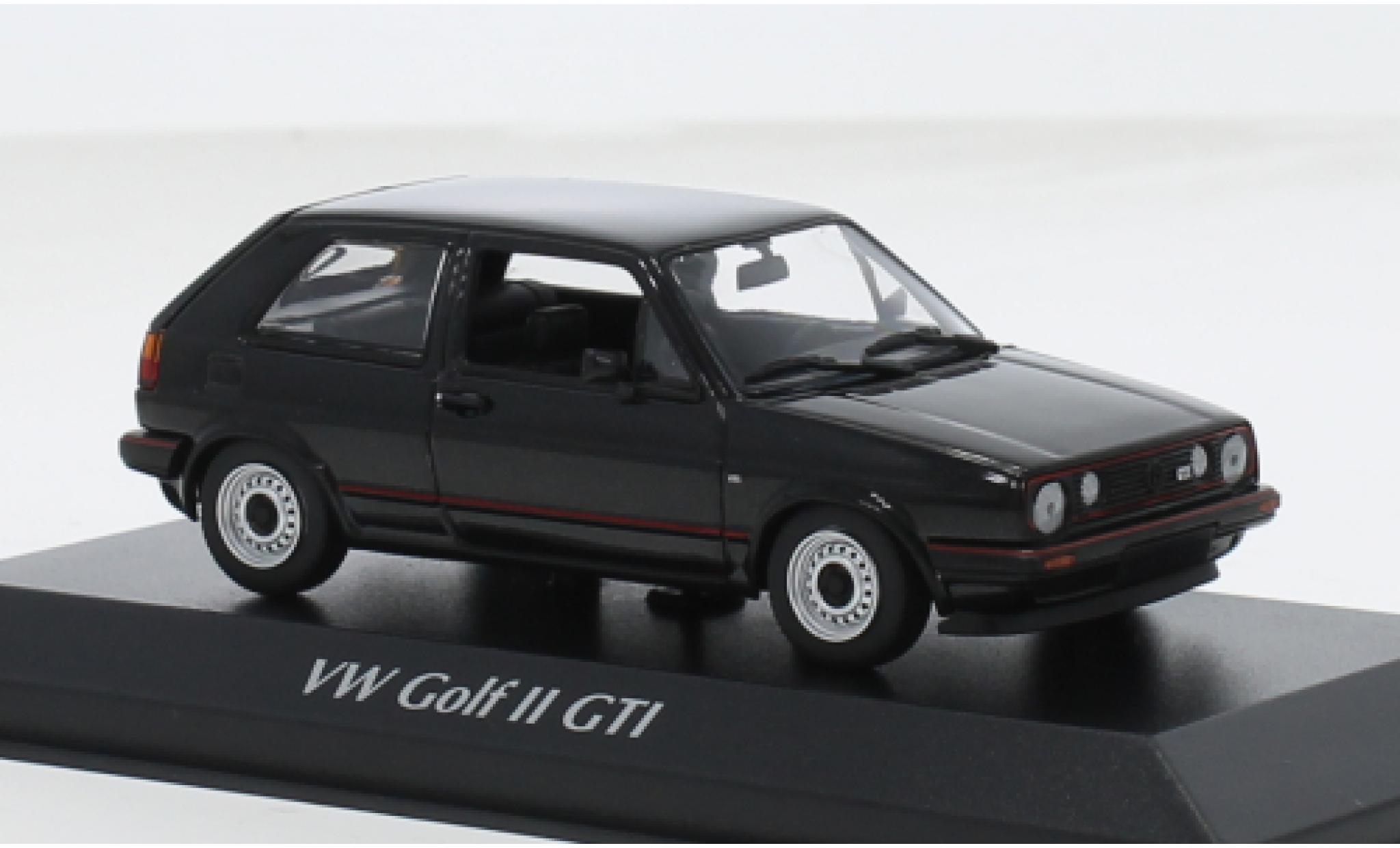 Volkswagen Golf 1/43 Maxichamps II GTI 16V metallic zwart 1985 1:43 modelauto