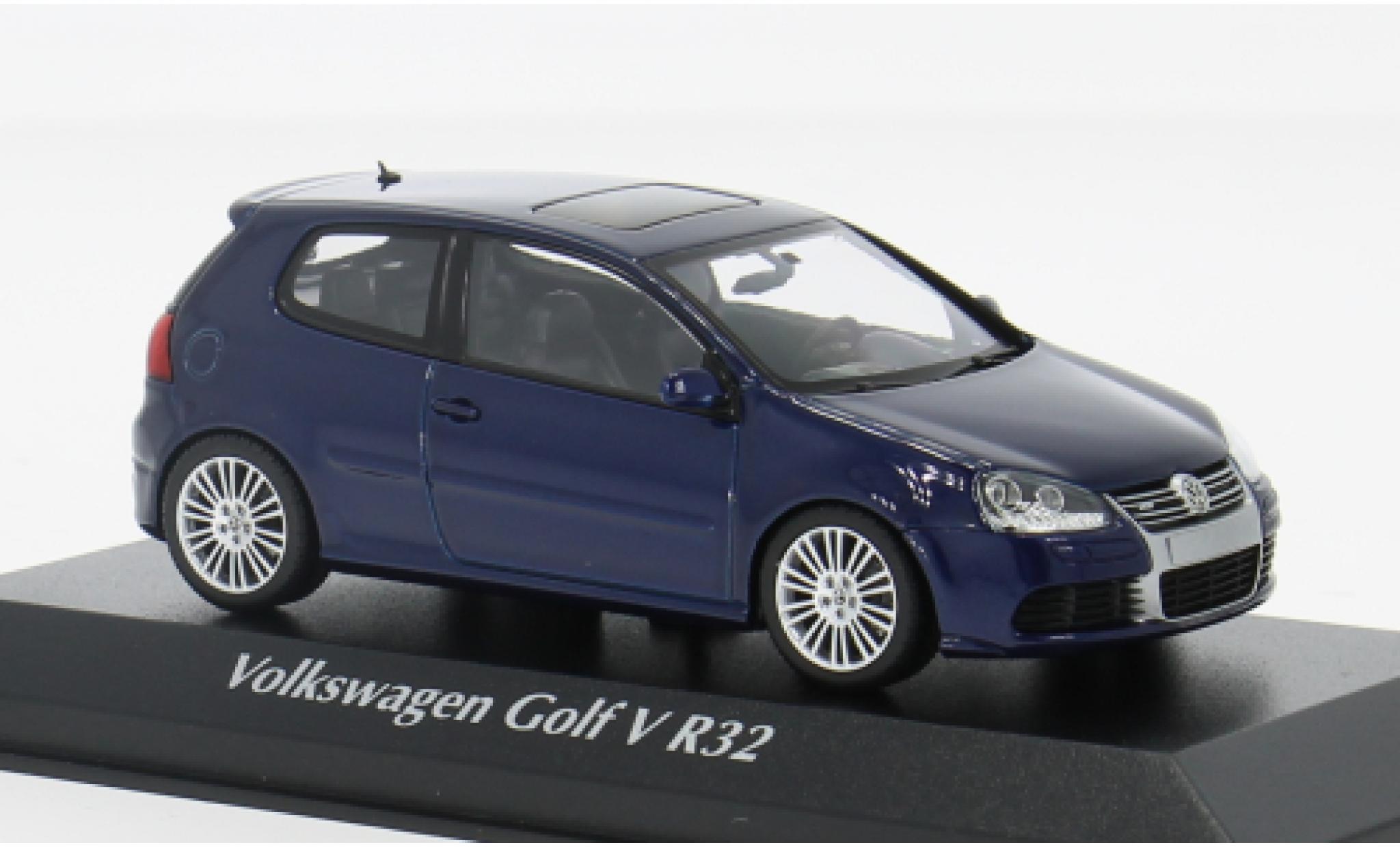 Volkswagen Golf 1/43 Maxichamps V R32 metallic blauw 2005 1:43 modelauto