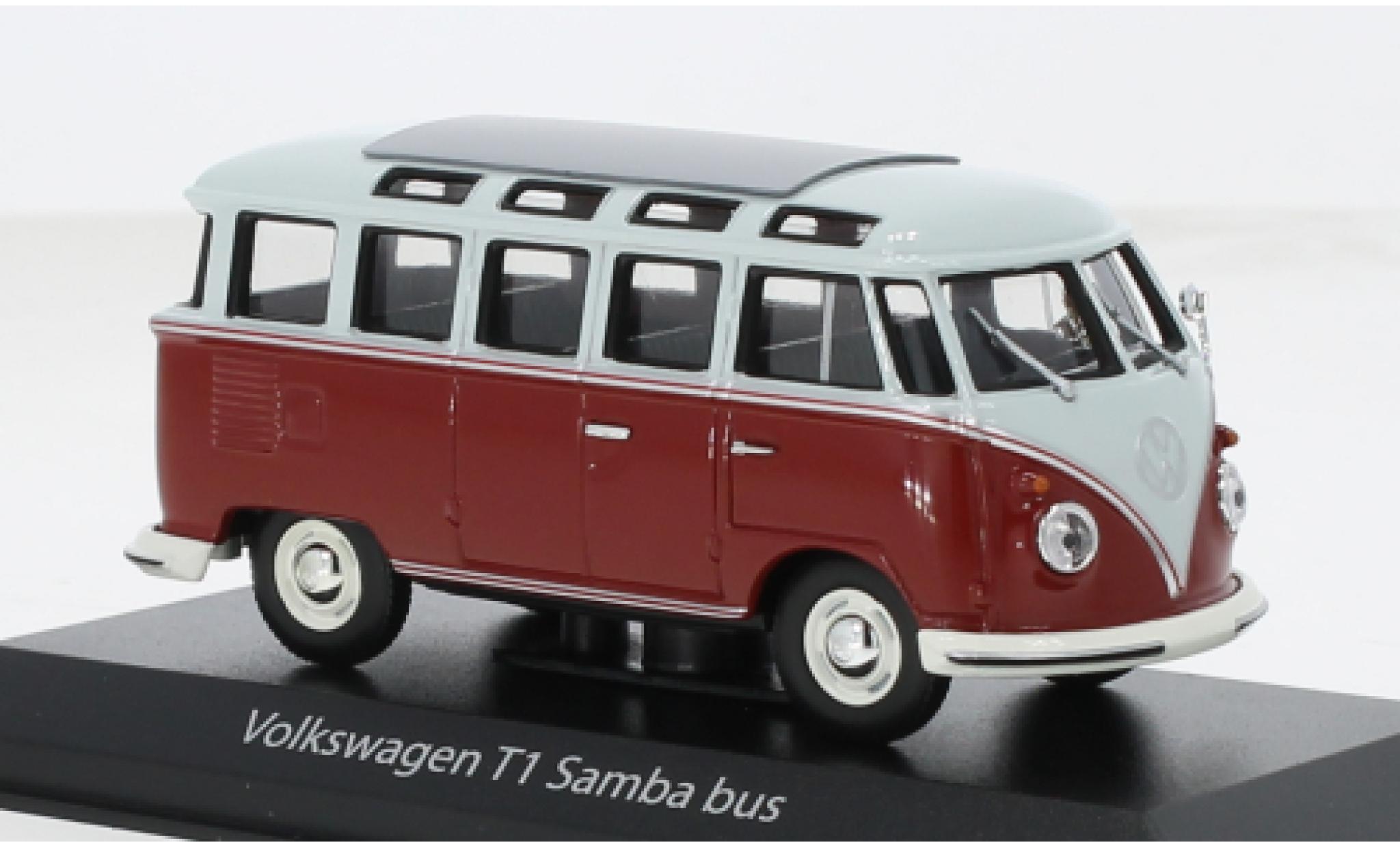 Volkswagen T1 1/43 Maxichamps Samba grijs/rood 1961 1:43 modelauto