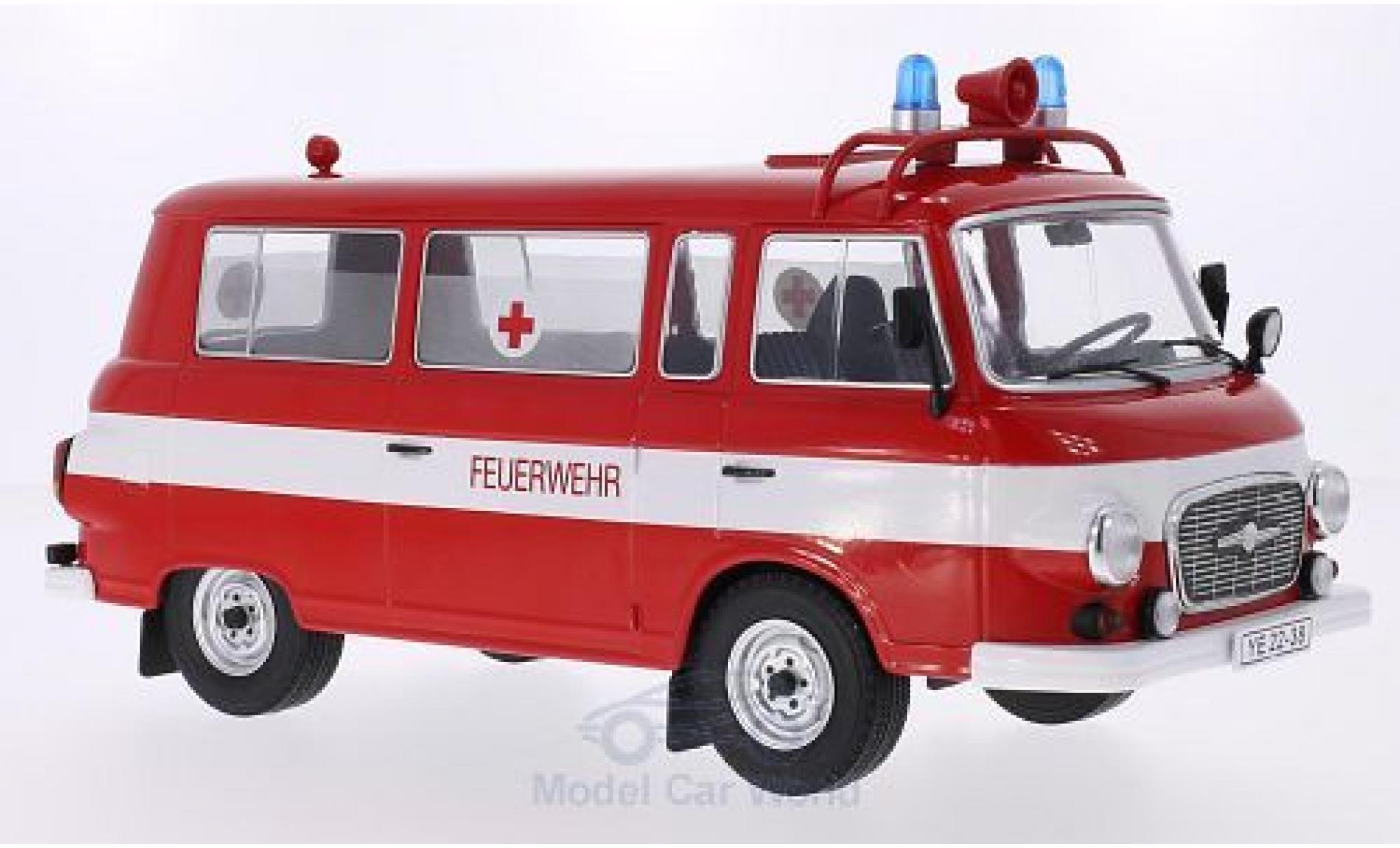 Barkas B 1000 1/18 MCG Kleinbus Brandweer 1965 Ambulance T&uuml;ren und Hauben geschlossen modelauto