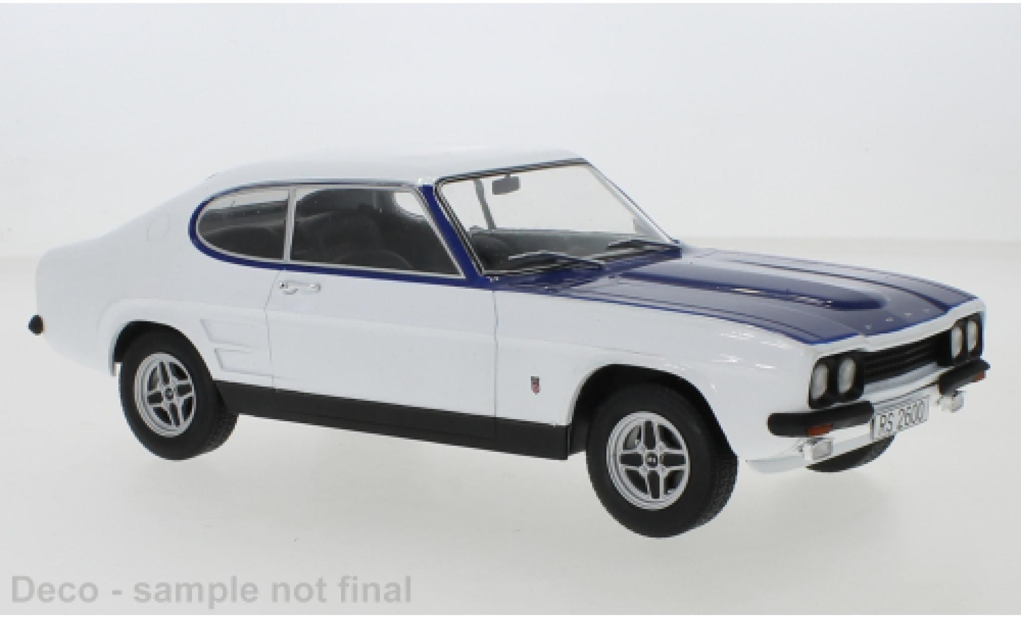 Ford Capri 1/18 MCG MK I RS 2600 wit/blauw 1973 modelauto