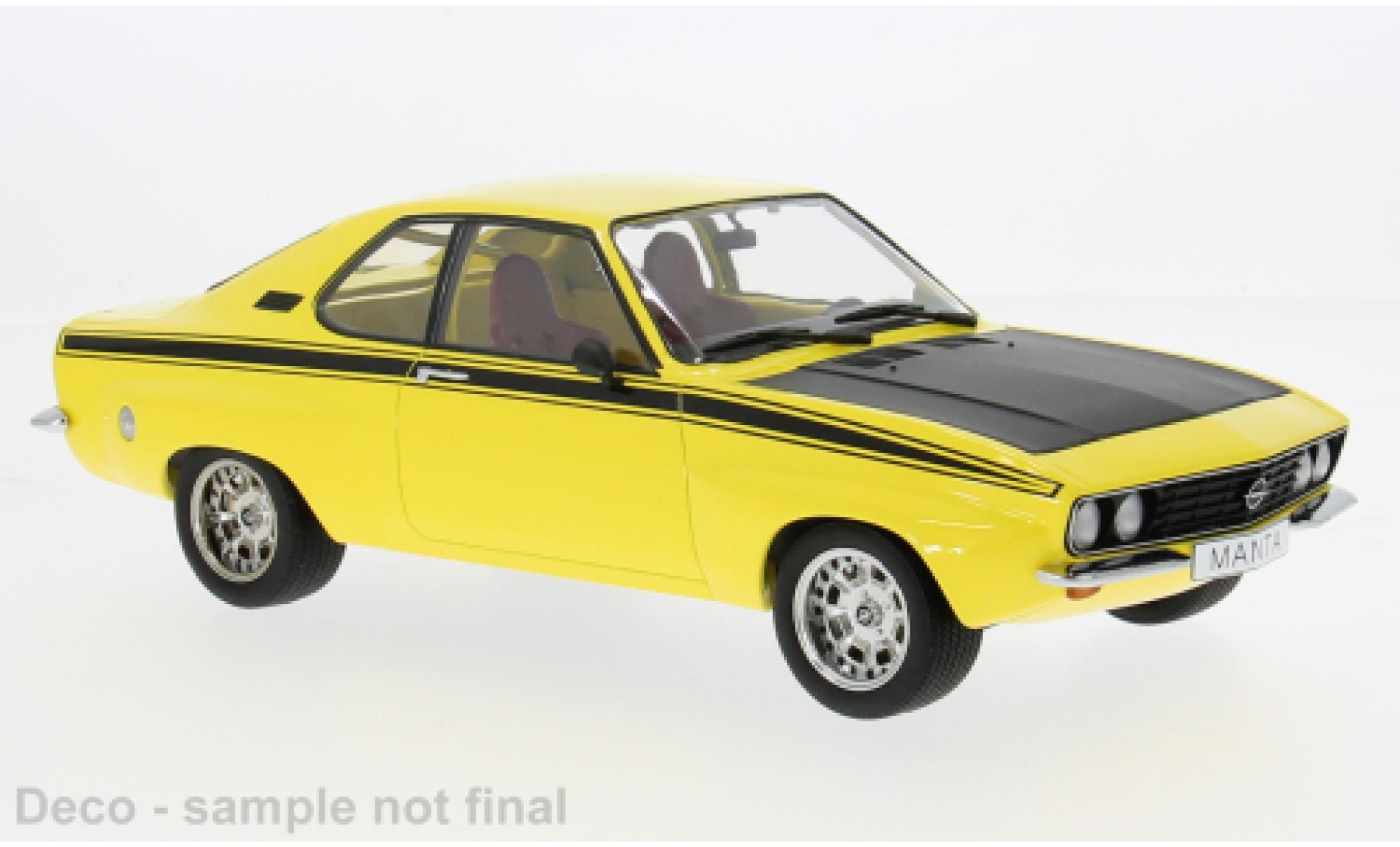 Opel Manta 1/18 MCG A Irmscher geel/zwart 1974 1:18 modelauto