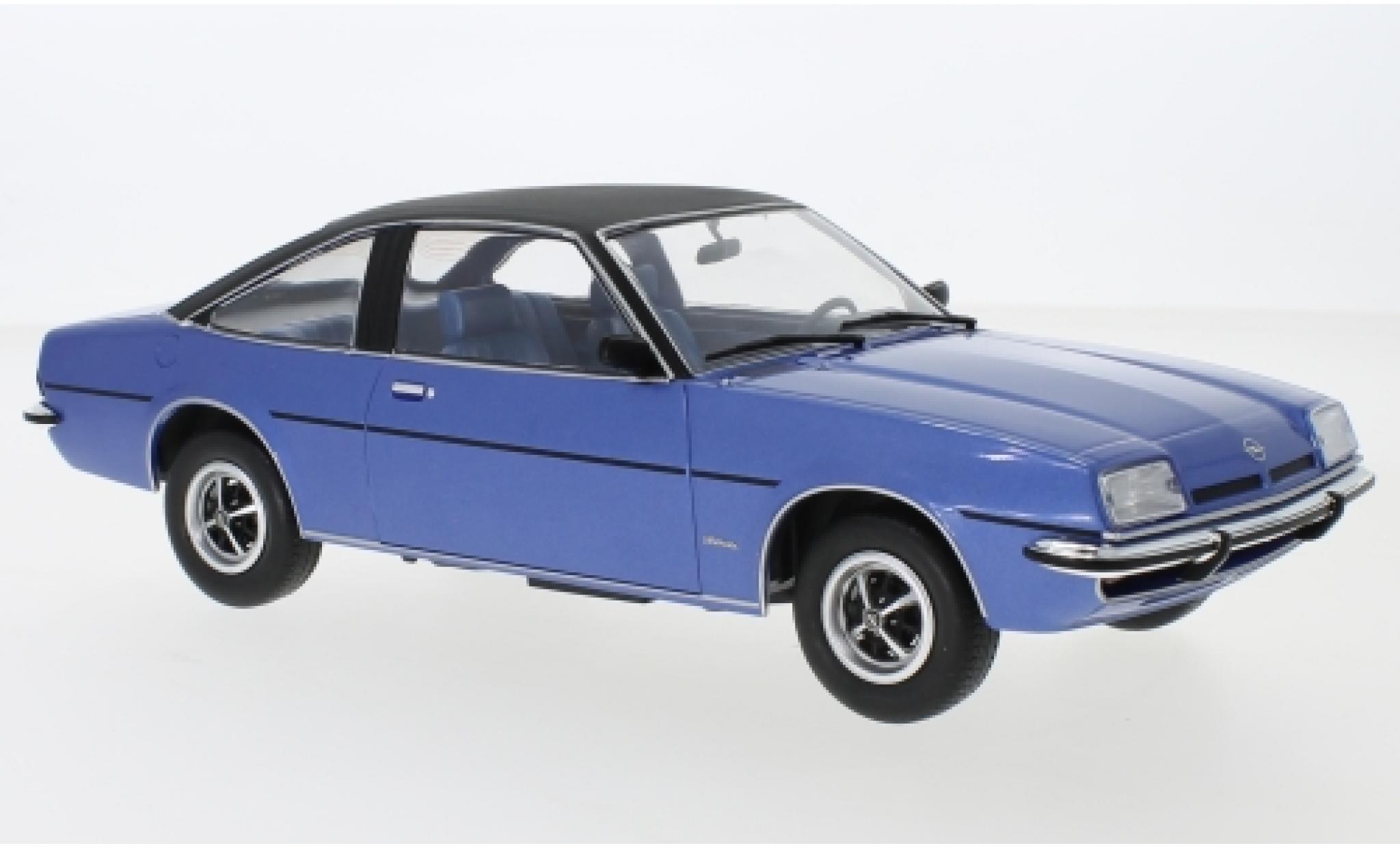 Opel Manta 1/18 MCG B Sedantta metallic blauw/zwart 1975 modelauto