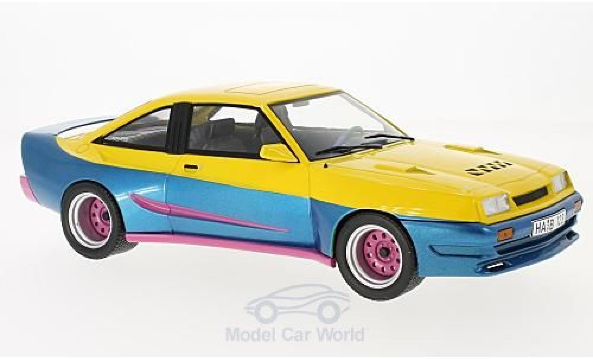 Opel Manta B 1/18 MCG B Mattig geel/blauw 1991 modelauto