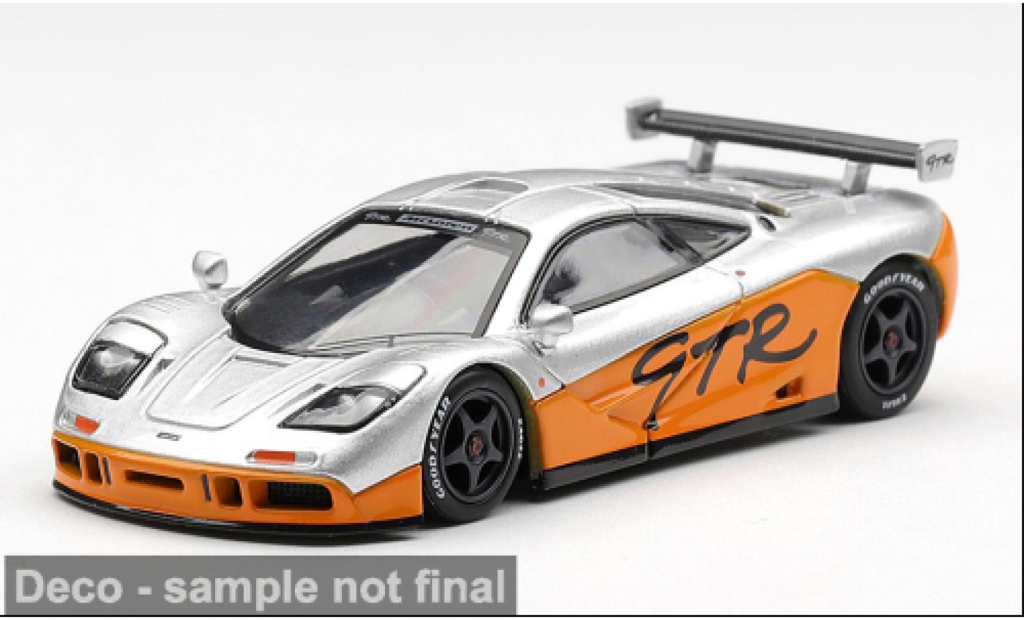 McLaren F1 1/64 Mini GT GTR grijs/oranje 1995 1:64 modelauto