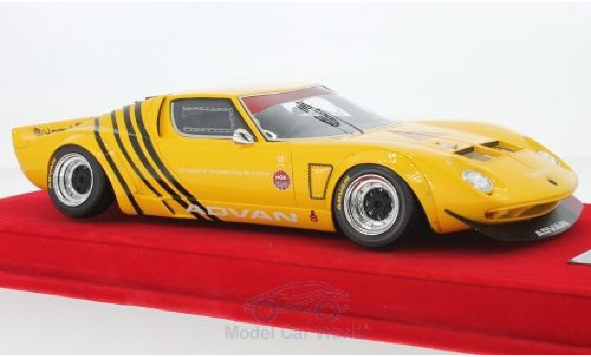 Lamborghini Miura 1/18 MCW Models LB Works geel/zwart Chassis Ford GT40 N4 Liberty Walk modelauto