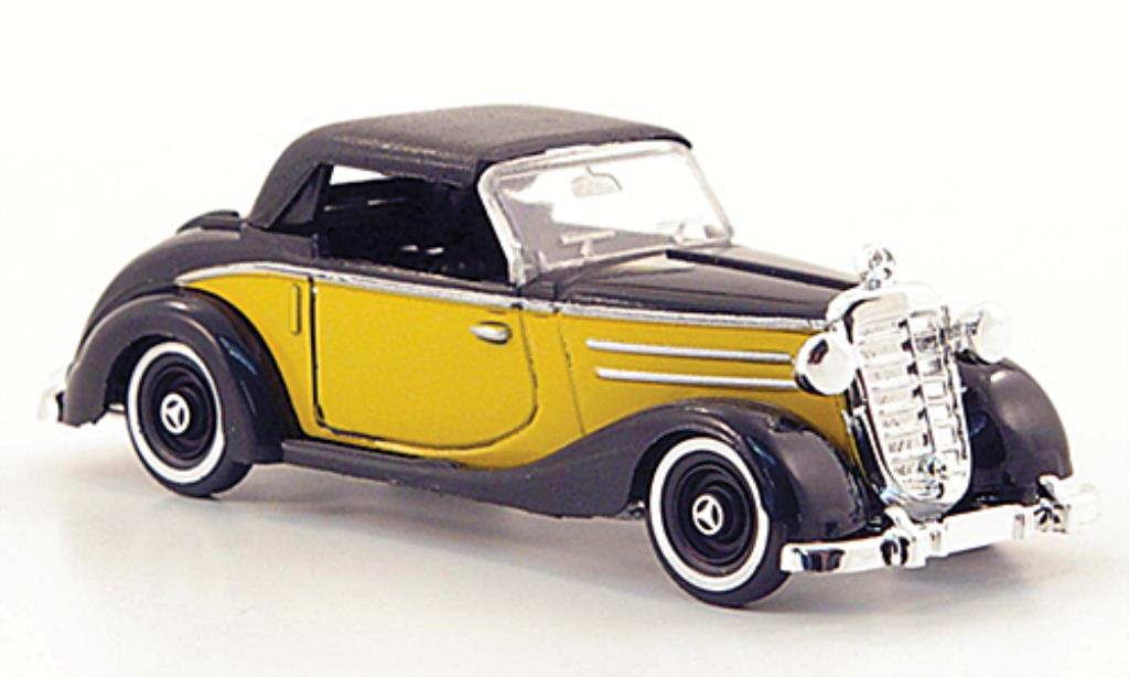 Mercedes 170 1/87 Busch S Cabrio geel/zwart geschlossen 1949 modelauto
