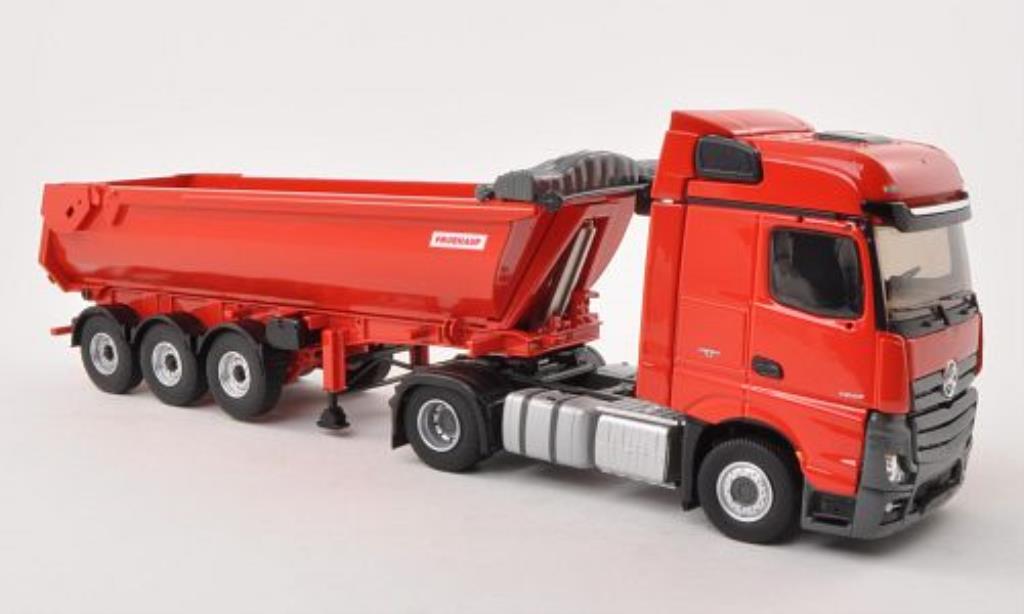 Mercedes Actros 1/43 Eligor 2 Bigspace rood mit Fruehauf Muldenkipper-Anhanger modelauto