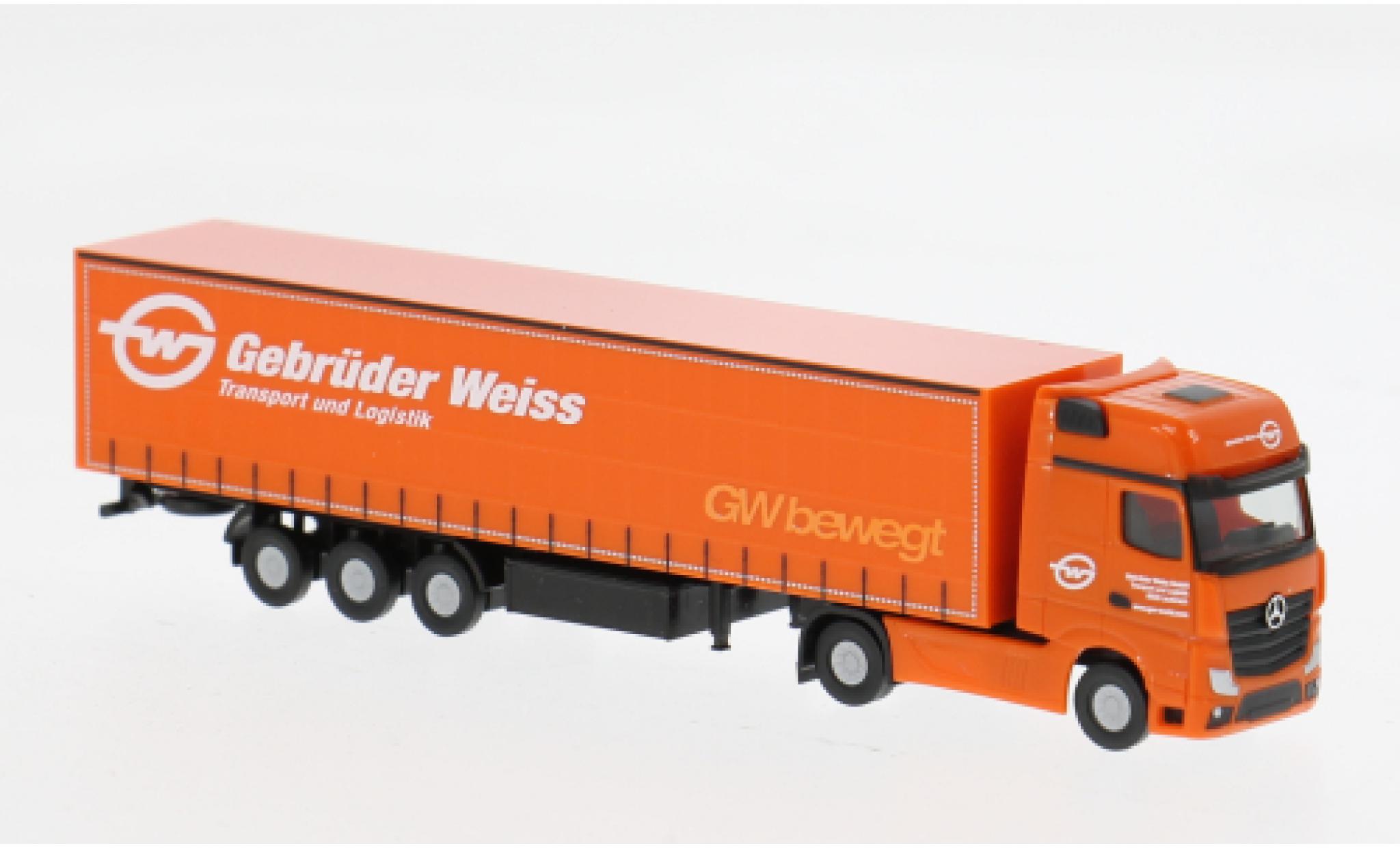 Mercedes Actros 1/87 Herpa Gigaspace Gardinenplanen-Sattelzug Gebr&uuml;der Weiss (A) 1:87 modelauto