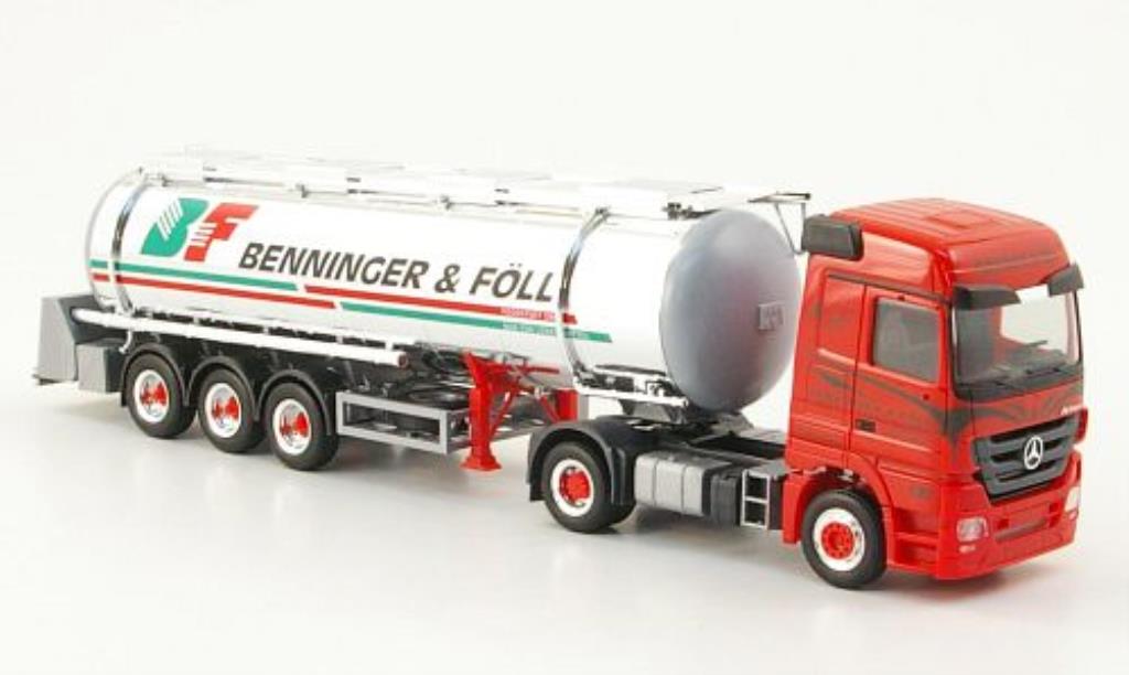Mercedes Actros 1/87 Herpa LH 08 Benninger & Foll Lebensmittelchromtank-SZ modelauto