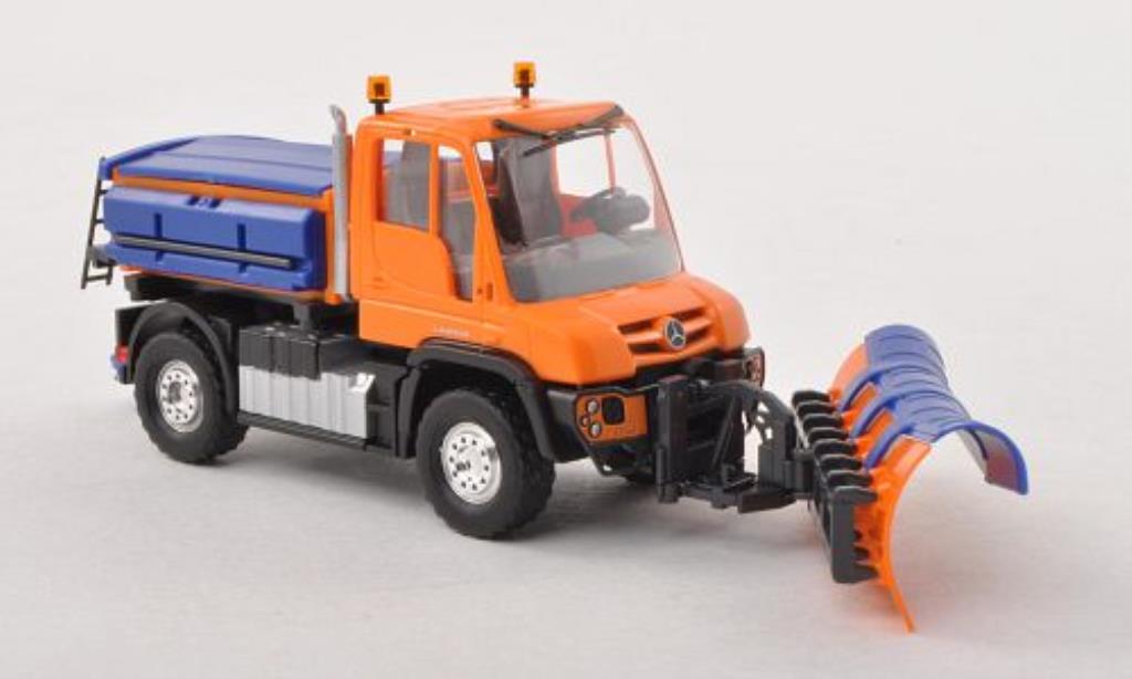 Mercedes Unimog 1/87 Busch U430 Winterdienst oranje modelauto