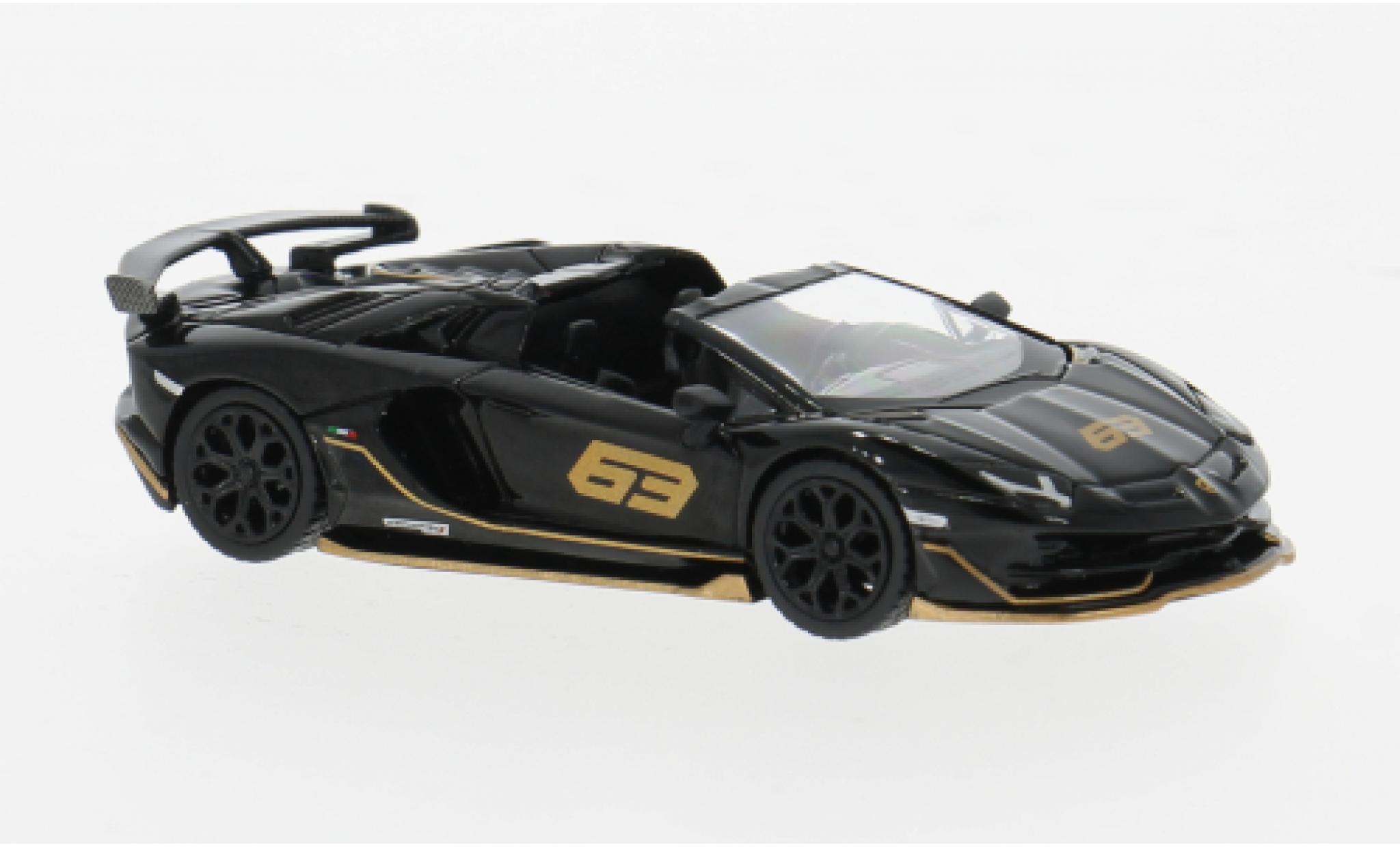 Lamborghini Aventador 1/64 Mini GT SVJ Roadster zwart/bruin 1:64 modelauto