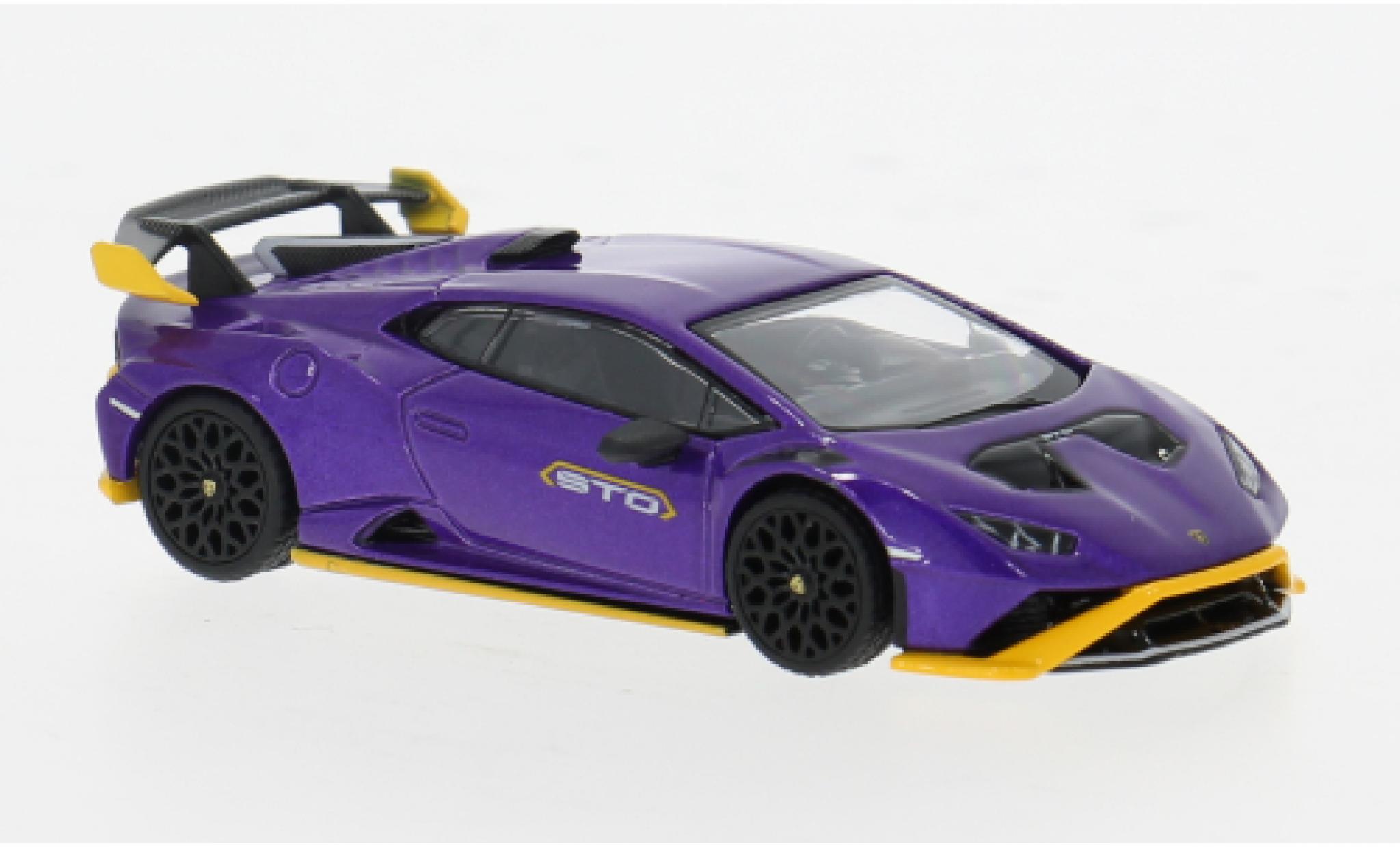 Lamborghini Huracan 1/64 Mini GT STO lila/geel 1:64 modelauto