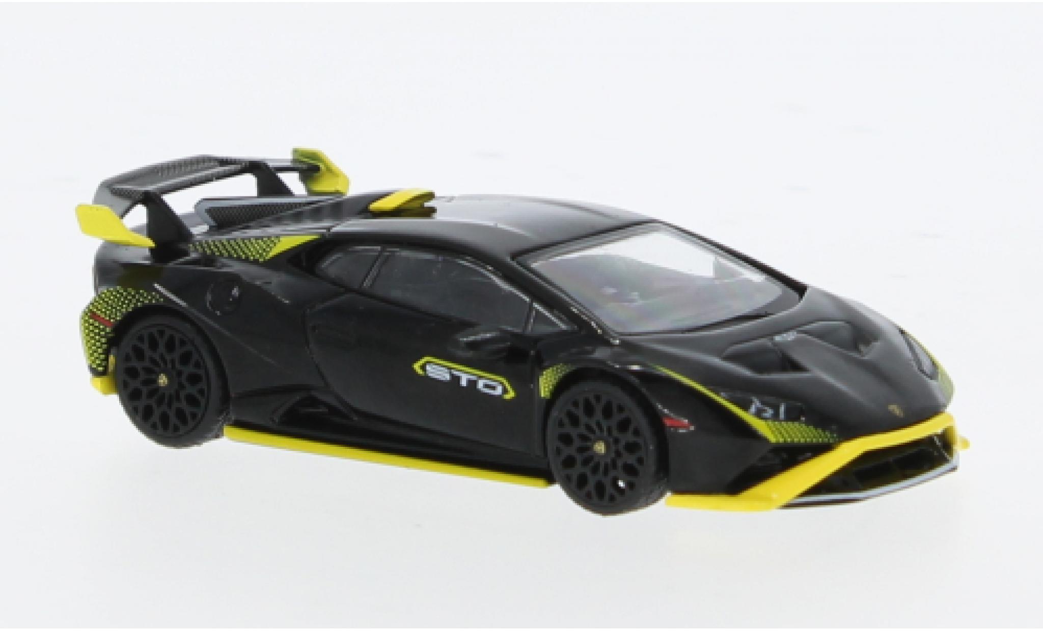 Lamborghini Huracan 1/64 Mini GT STO zwart/geel 1:64 modelauto