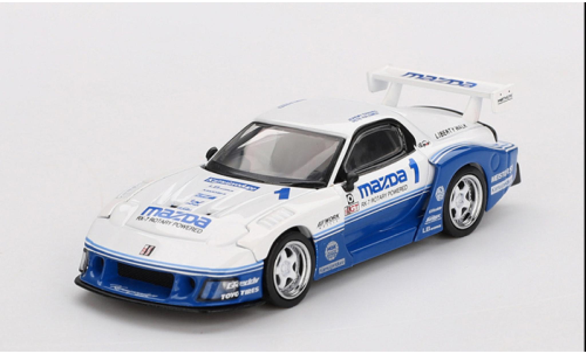 Mazda RX7 1/64 Mini GT (FD3S) LB-Super Silhouette wit/blauw 1:64 modelauto
