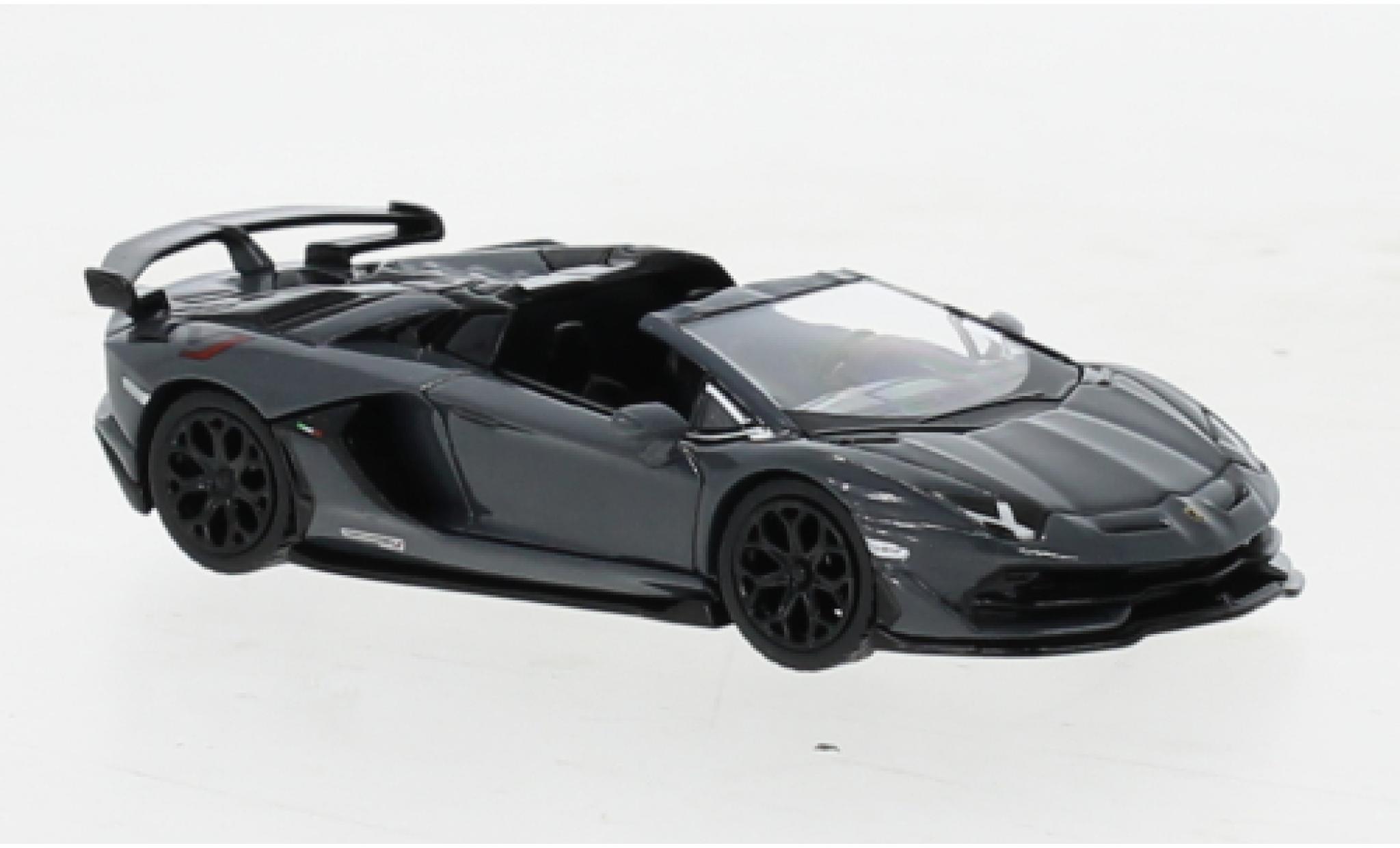 Lamborghini Aventador 1/64 Mini GT SVJ Roadster metallic grijs modelauto