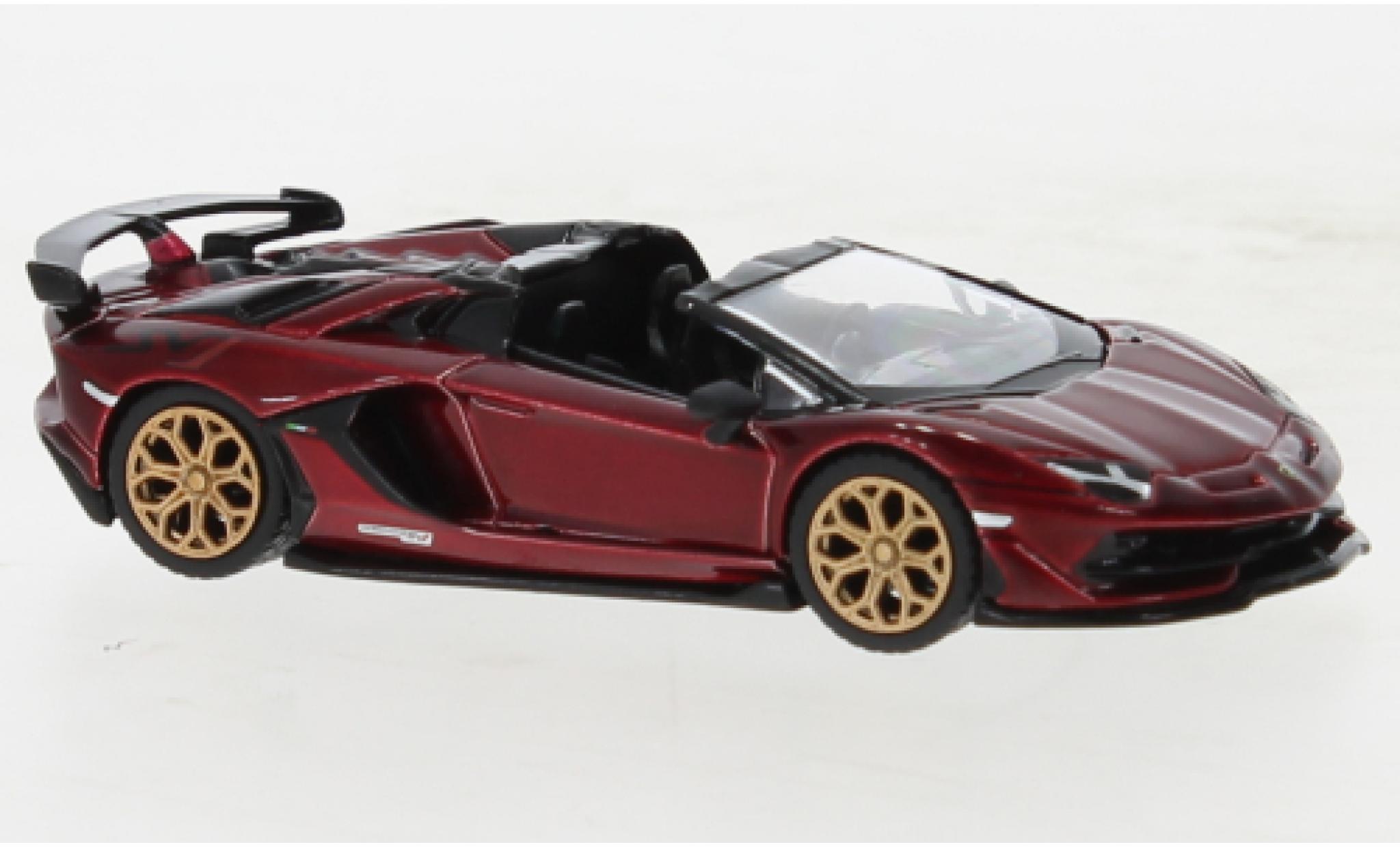 Lamborghini Aventador 1/64 Mini GT SVJ Roadster metallic rood fonc&eacute; modelauto
