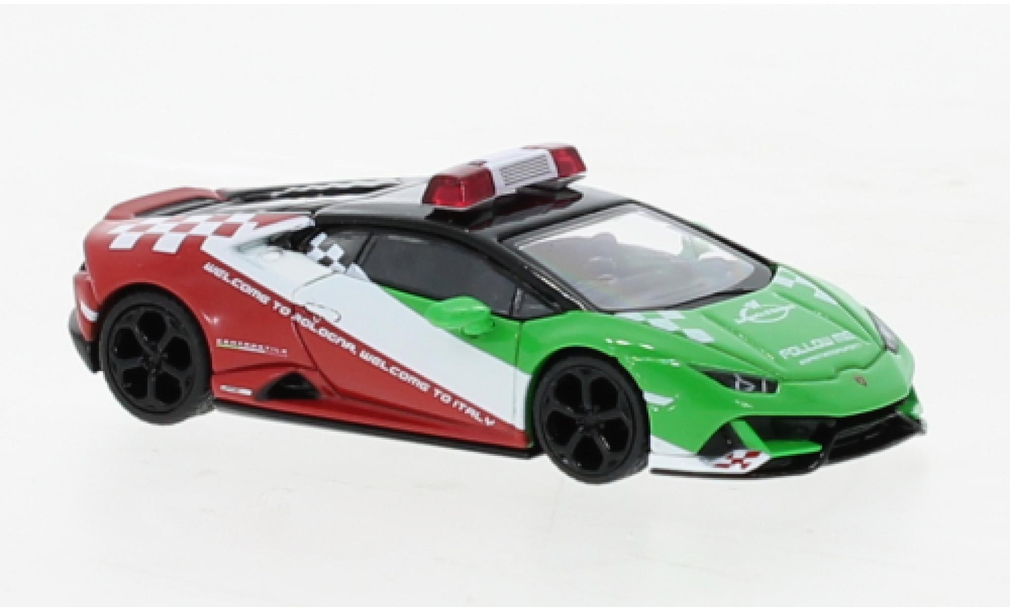 Lamborghini Huracan 1/64 Mini GT EVO Bologna Airport Follow-Me Car 2020 modelauto