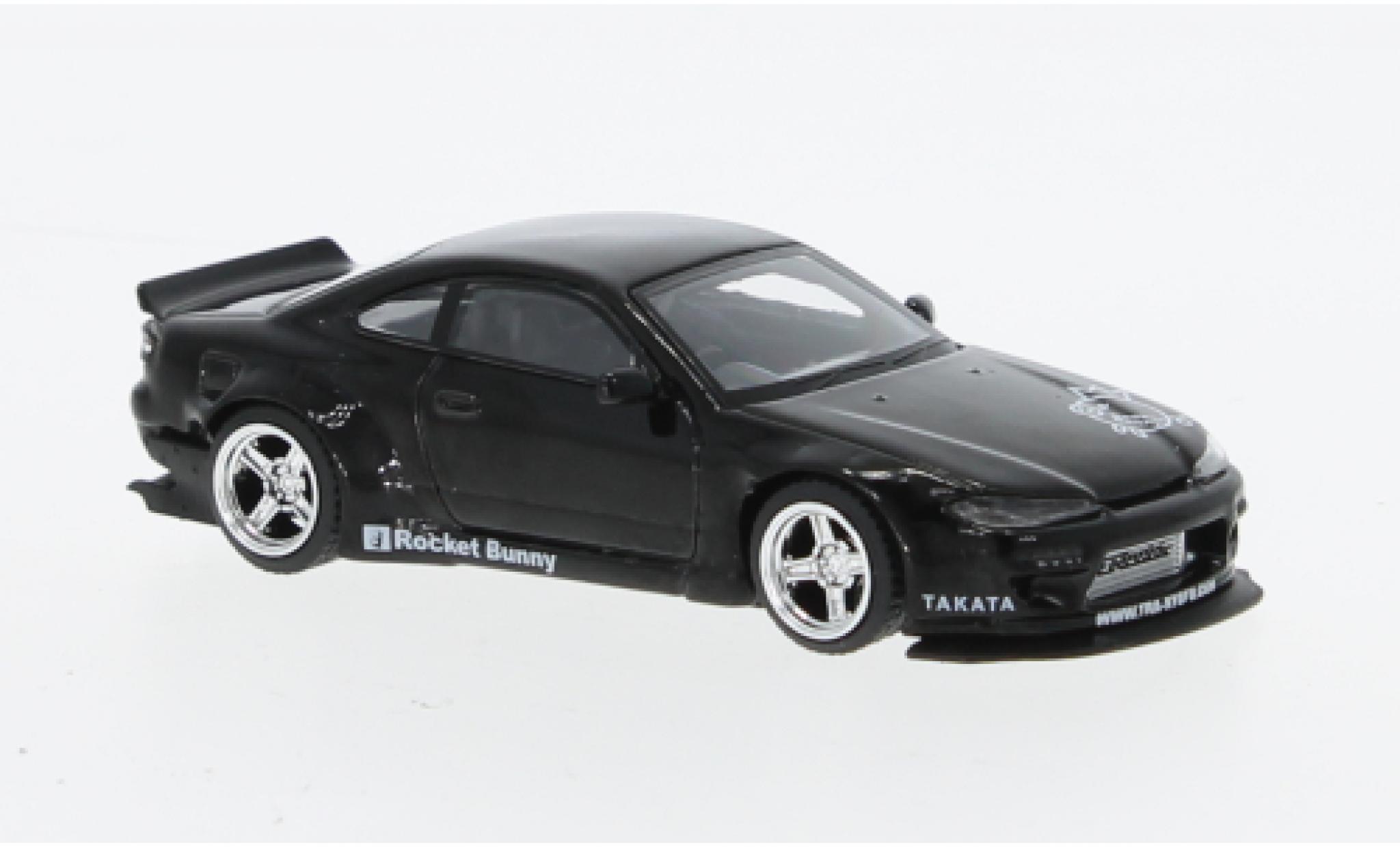 Nissan Silvia 1/64 Mini GT (S15) Rocket Bunny metallic zwart RHD modelauto